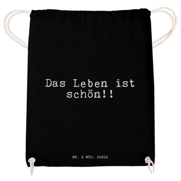 Mr. & Mrs. Panda Sporttasche Das Leben ist schön!!... - Schwarz - Geschenk, Spruch, Weisheit, Zita (1-tlg)