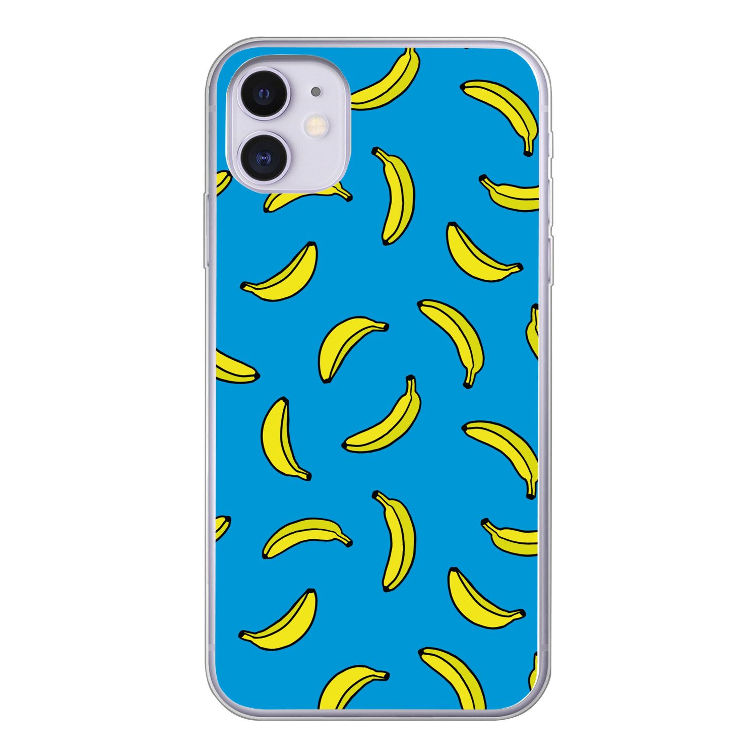 MuchoWow Handyhülle für Apple iPhone 11 Bananen - Gelb - Blau - Druck, Smartphone-Bumper, Print, Handy Schutzhülle Dünn