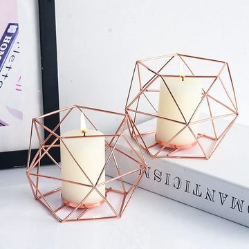 CALIYO Kerzenständer Kerzenhalter, Teelichthalter,Metall Geometrisches Windlicht (2 St)