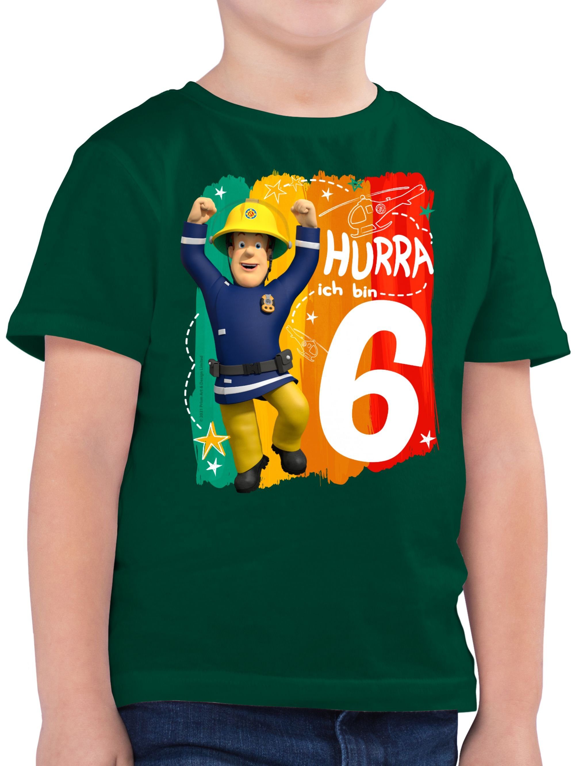 Shirtracer T-Shirt Hurra ich bin - Tannengrün Feuerwehrmann Sam Sechs Sam 03 Jungen