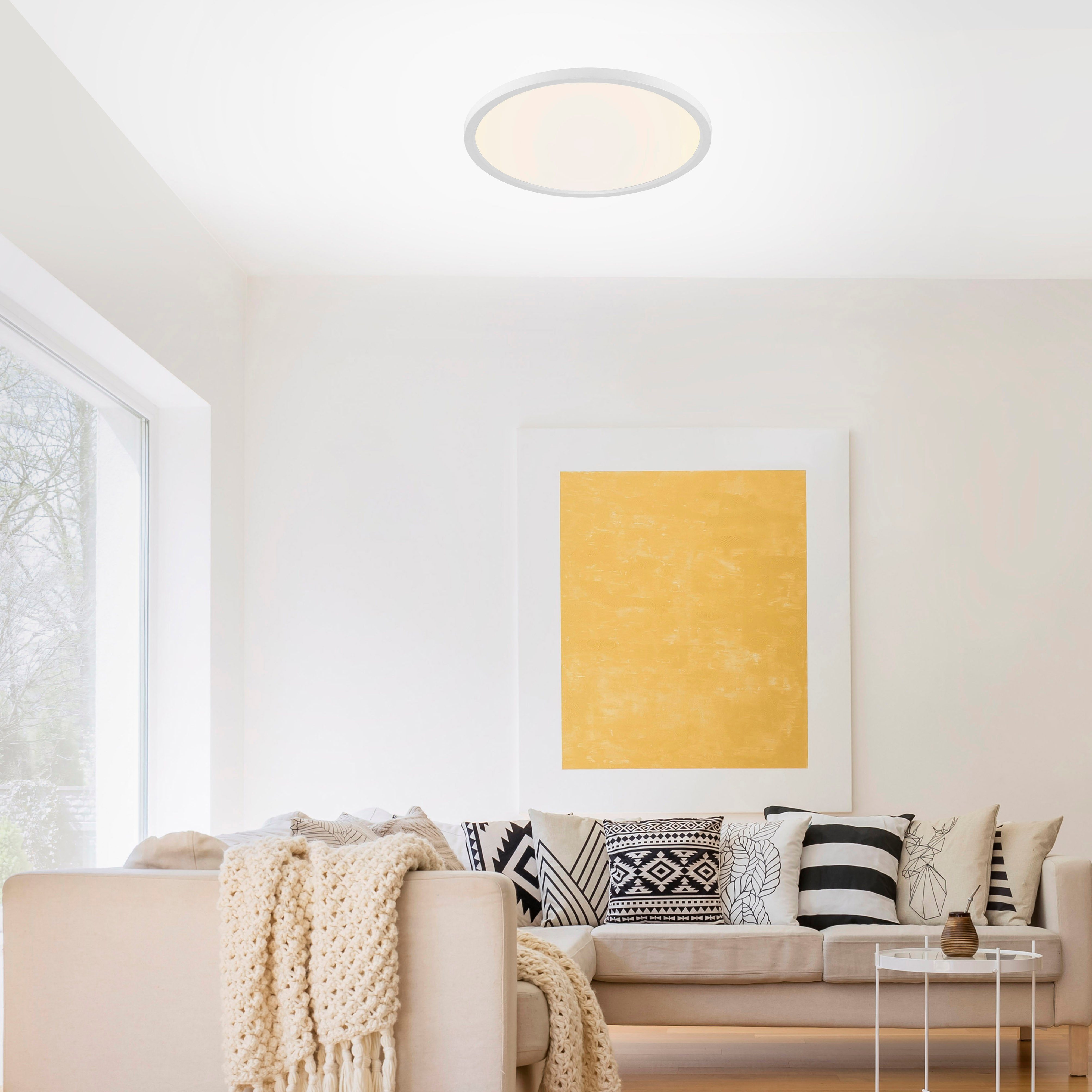 JUST LIGHT LED Deckenleuchte FLAT, Dimmfunktion, Memory, nach Trennung vom Netz, LED fest integriert, warmweiß - kaltweiß, dimmbar über Fernbedienung