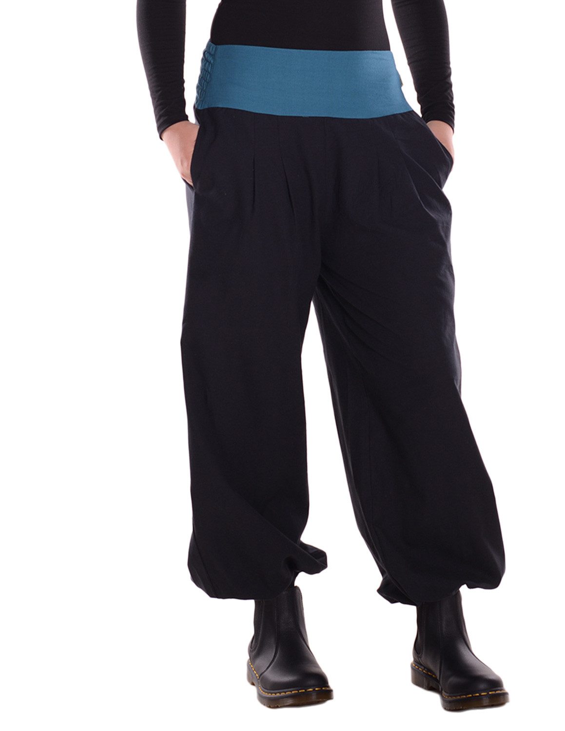 Vishes Haremshose Lange Damen Sommerhose Haremshose Schlupfhose zweifarbig Dehnbund Alternative Bekleidung, Ethno, Hippie, Retro Style