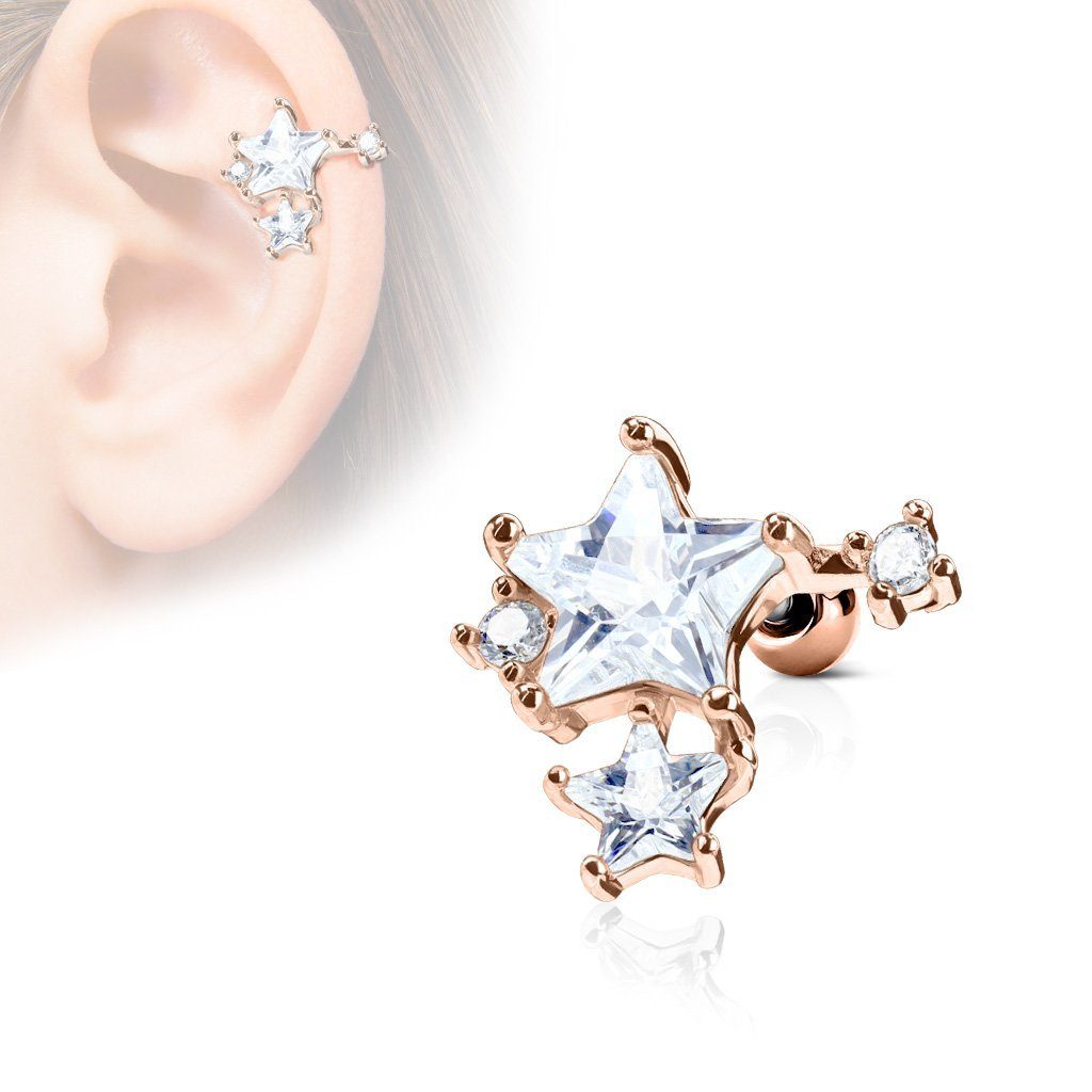 Taffstyle Piercing-Set Tragus Helix Stecker Ohrpiercing Sterne mit Strass K günstig online kaufen