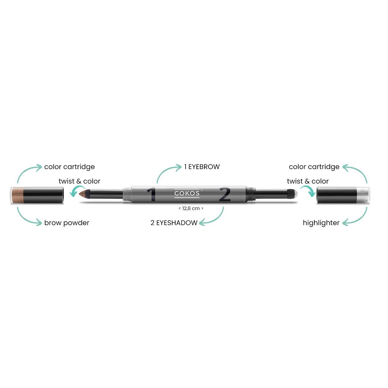 Gokos Augenbrauen-Kosmetika GOKOS BrowLighter hellerer ganz weiß-pearliger Ein Glow. mit ein leicht Powder: Brow light viel transparenter, Blondton. aschiger, Highlighter: - Highlighter 1201