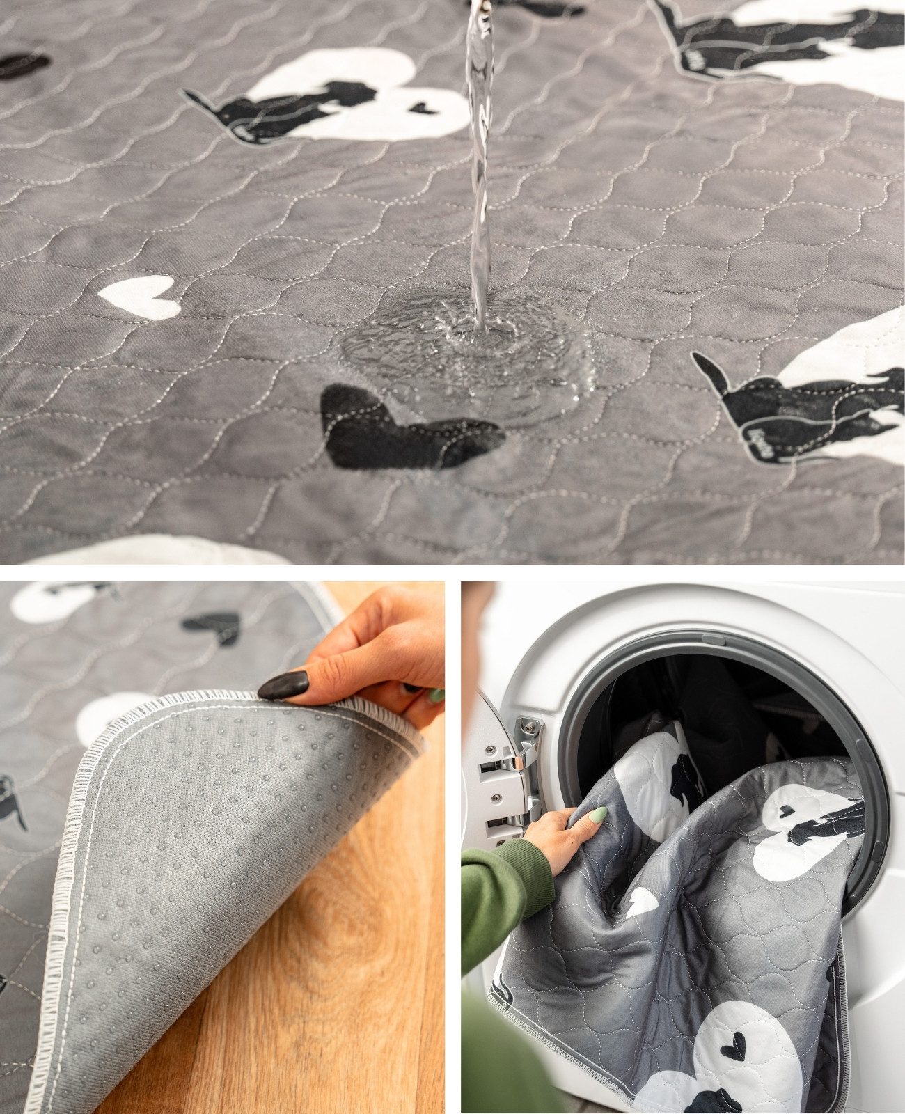 lionto Hundematte waschbar, wiederverwendbare Welpenunterlage, 2-er Set, mit 4-lagigem Saugkern & rutschfester Unterseite
