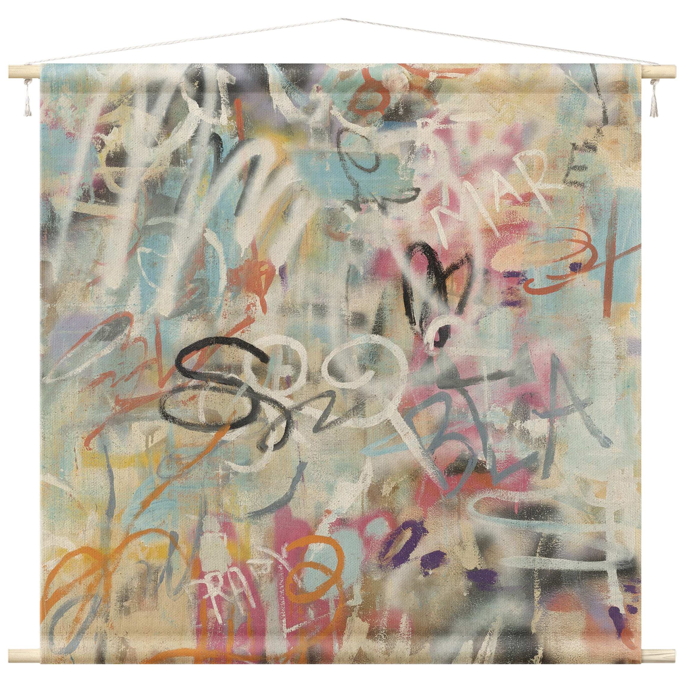 Bilderdepot24 Wandteppich modern Graffiti Shabby Sprüche Street Art pastell, quadratisch, Höhe: 2.6 mm, großes Wandbild aus Natur-Baumwolle Wandbehang Stoffbild Tuch Wollseil