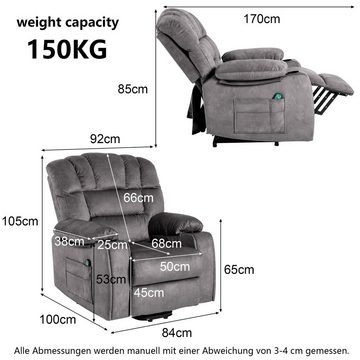 REDOM TV-Sessel Fernsehsessel (verstellbarer Massagesessel elektrisch), Vibration und Wärme