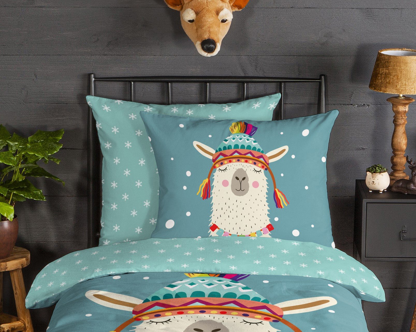 good morning Kinderbettwäsche Borax, Biber, Flanell, 2 teilig, Flanell Biber, 135x200, Warm, Reißverschluss, Wende, Kind, Winter – Bild 3 von 5