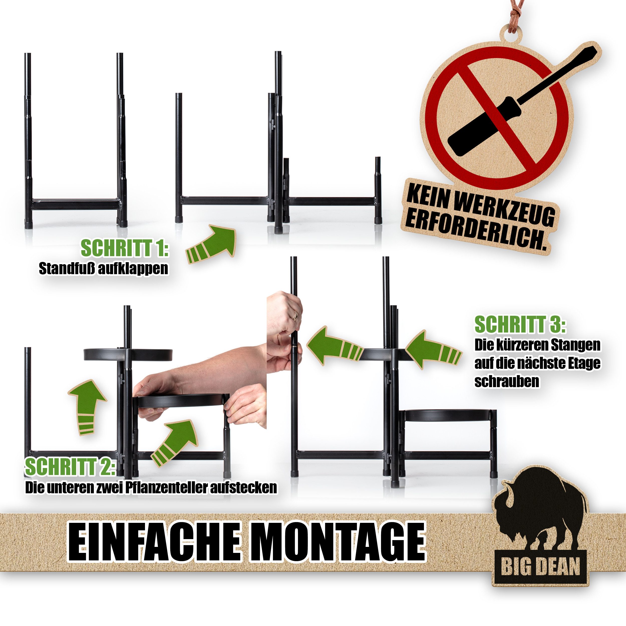 BigDean Blumenständer 5 Etagen klappbarer Pflanzenständer robuster Pflanzenständer Metal (Eine Blumentreppe, 5 St., Etagen), Pulverbeschichtet für Langlebigkeit – Bild 3 von 5