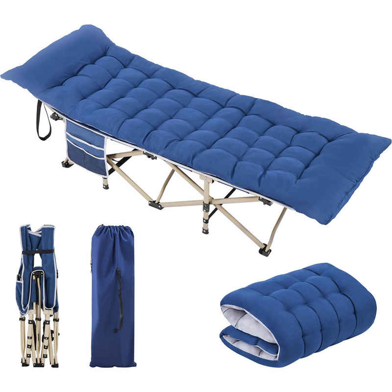 Yaheetech Feldbett mit Matratze Campingbett mit Tragetasche & Seitentasche, klappbar