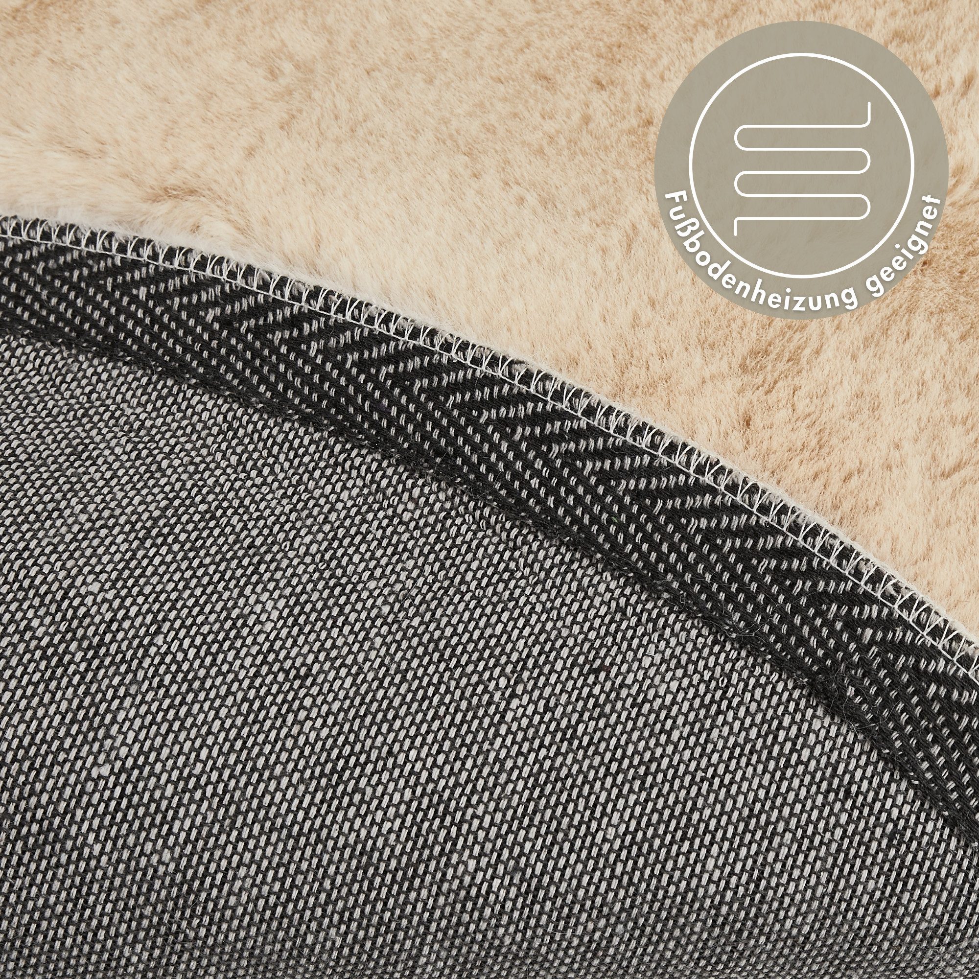 LUXOR living Fellteppich Novara, rund, Höhe: 25 mm, Kunstfell, Kaninchenfell-Haptik, besonders weicher Hochflor – Bild 4 von 5