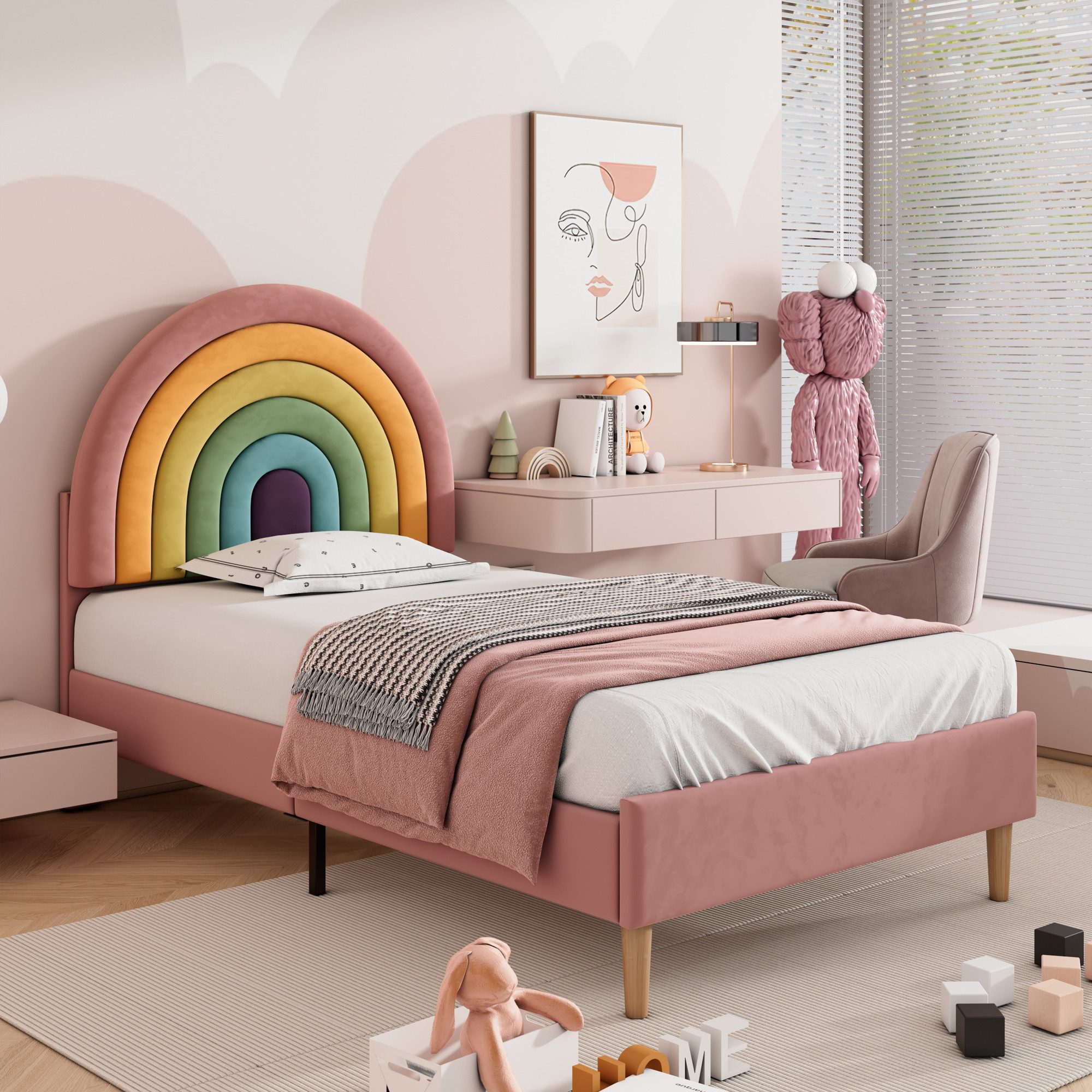 STILVORA Polsterbett 90×200 Kinderbett Jugendbett mit verstellbares Kopftei günstig online kaufen