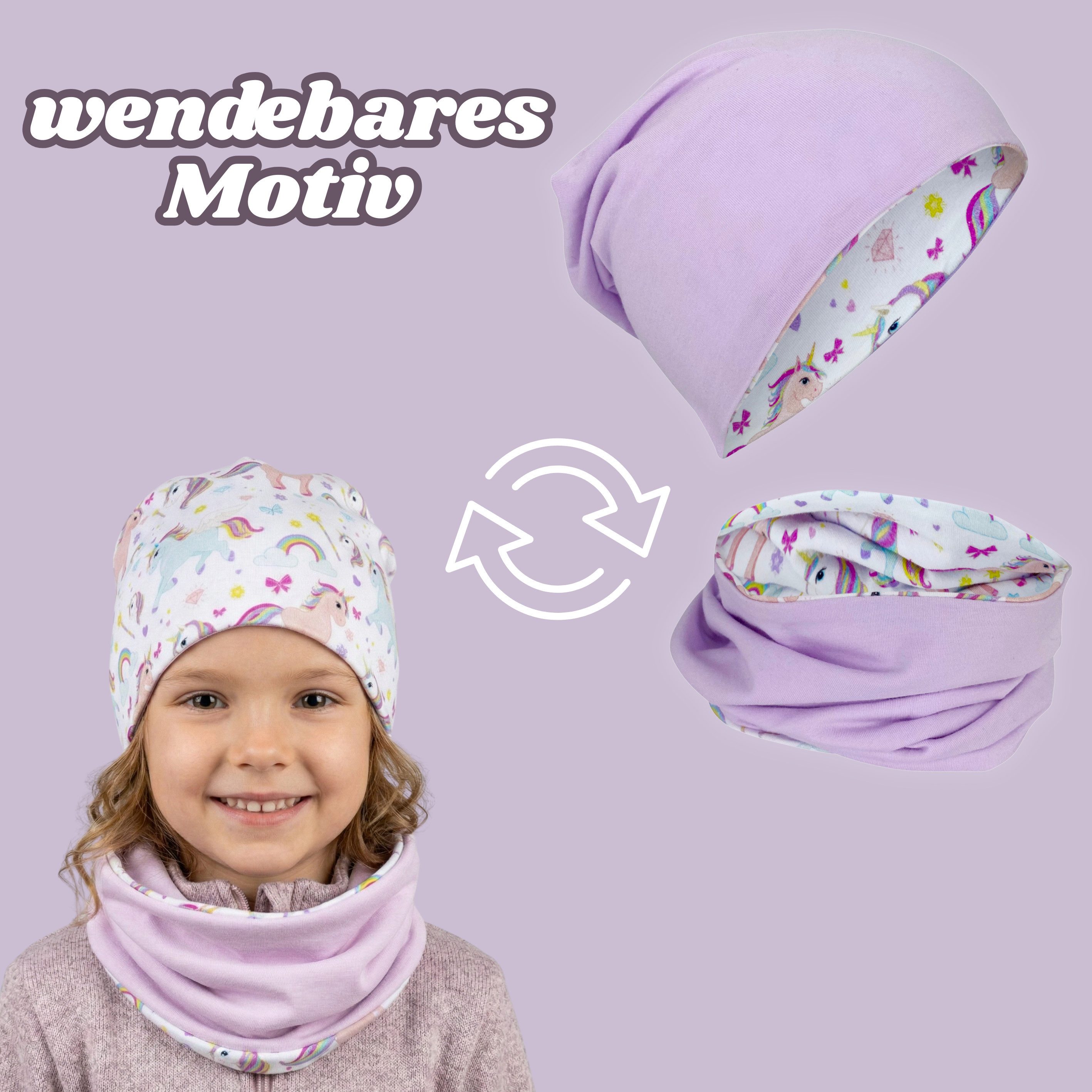 HECKBO Beanie HECKBO Kinder Mädchen Jungen Beanie Mütze & Loop-Schal Set – Bild 2 von 5