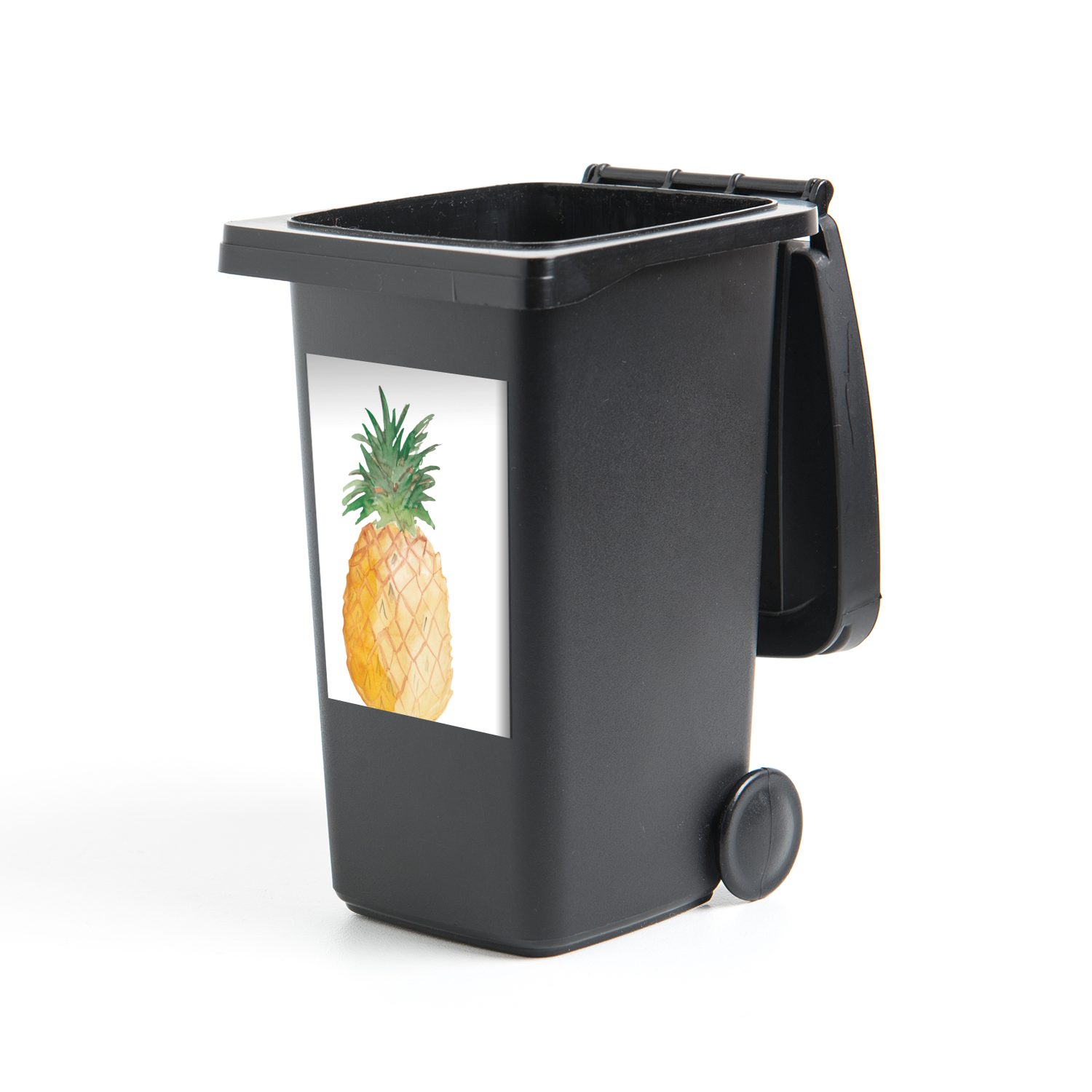 MuchoWow Wandsticker Ananas - Aquarell - Weiß (1 St), Mülleimer-aufkleber, Mülltonne, Sticker, Container, Abfalbehälter