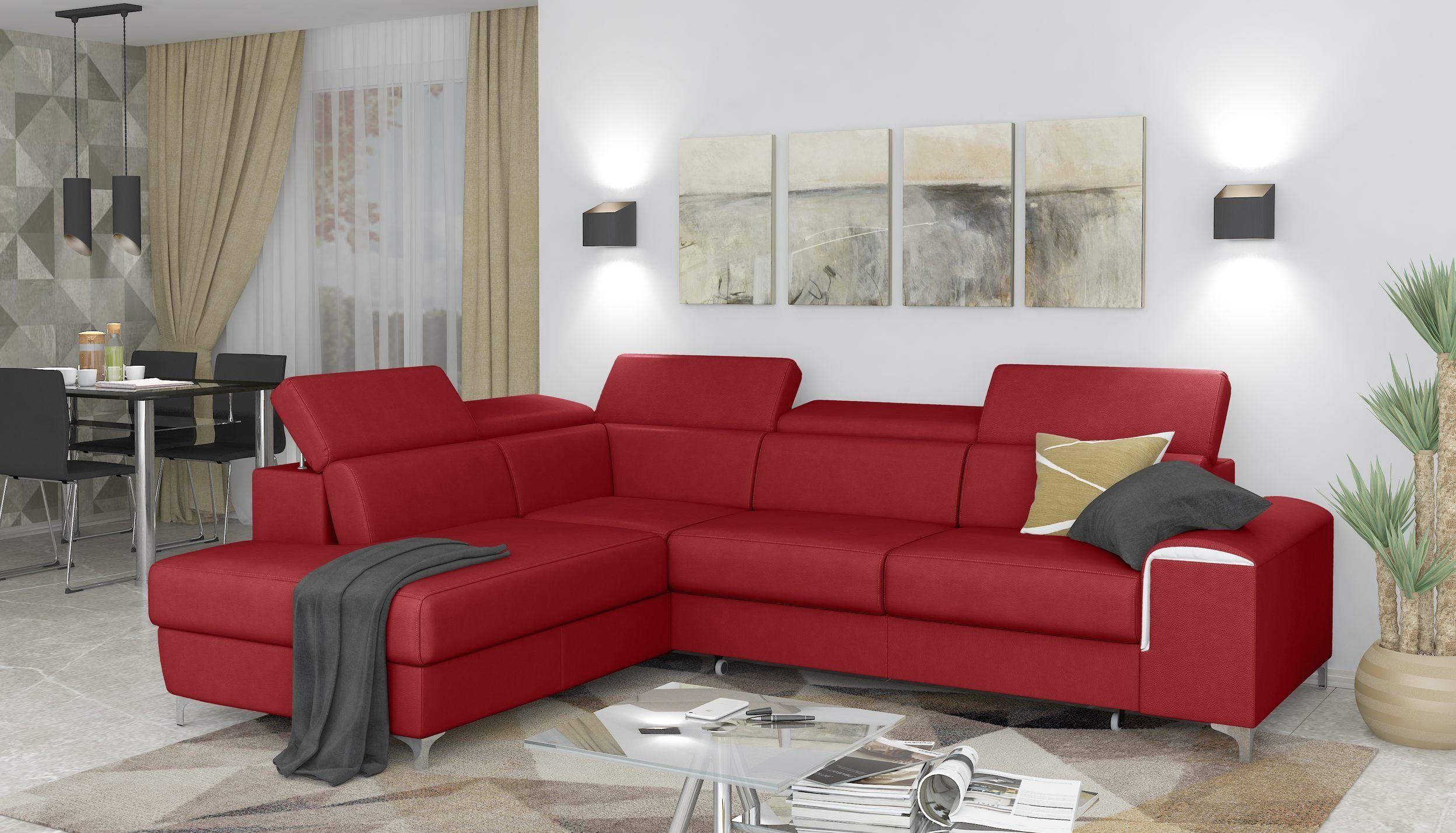 Stylefy Ecksofa Caio, L-Form, Eckcouch, mane links oder rechts bestellbar, frei im Raum stellbar, mit Bettkasten und Bettfunktion, Sitzkomfort, Modern Design