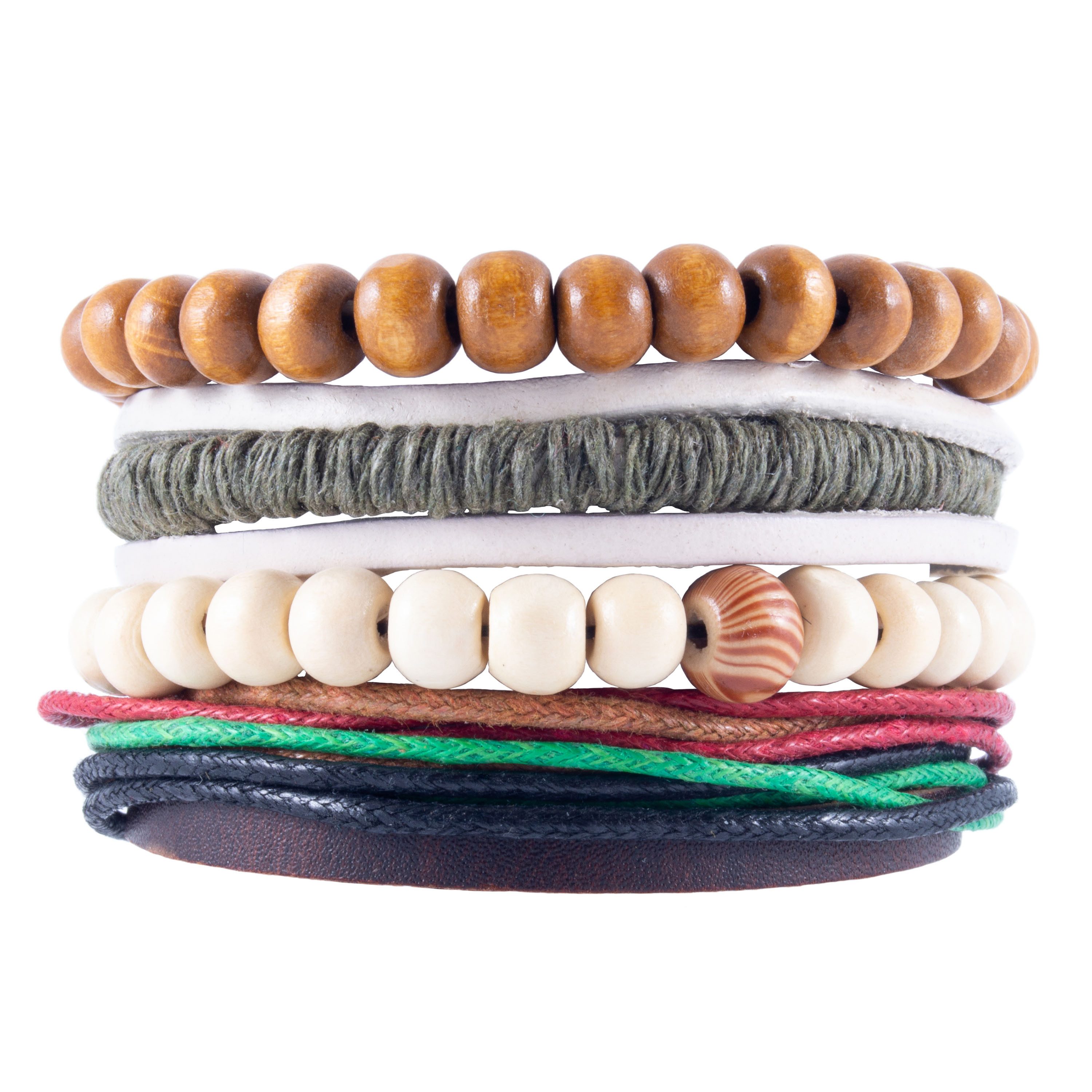 ELANOX Armband Lederarmband Surferarmband mit Holzperlen Ökoleder Herren Frauen Damen
