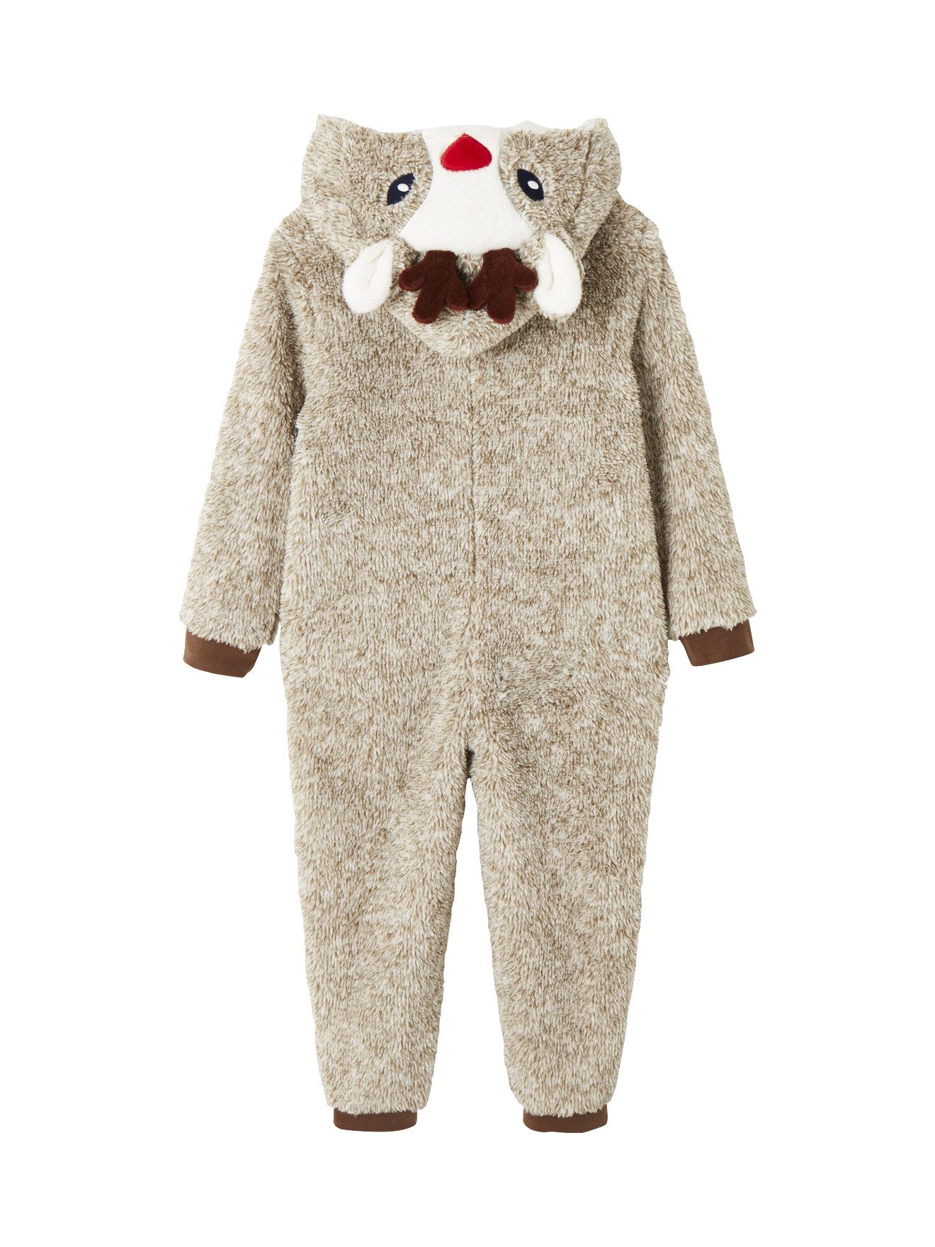vertbaudet Schlafanzug Jungen Plüsch-Overall, Onesie RENTIER – Bild 2 von 4