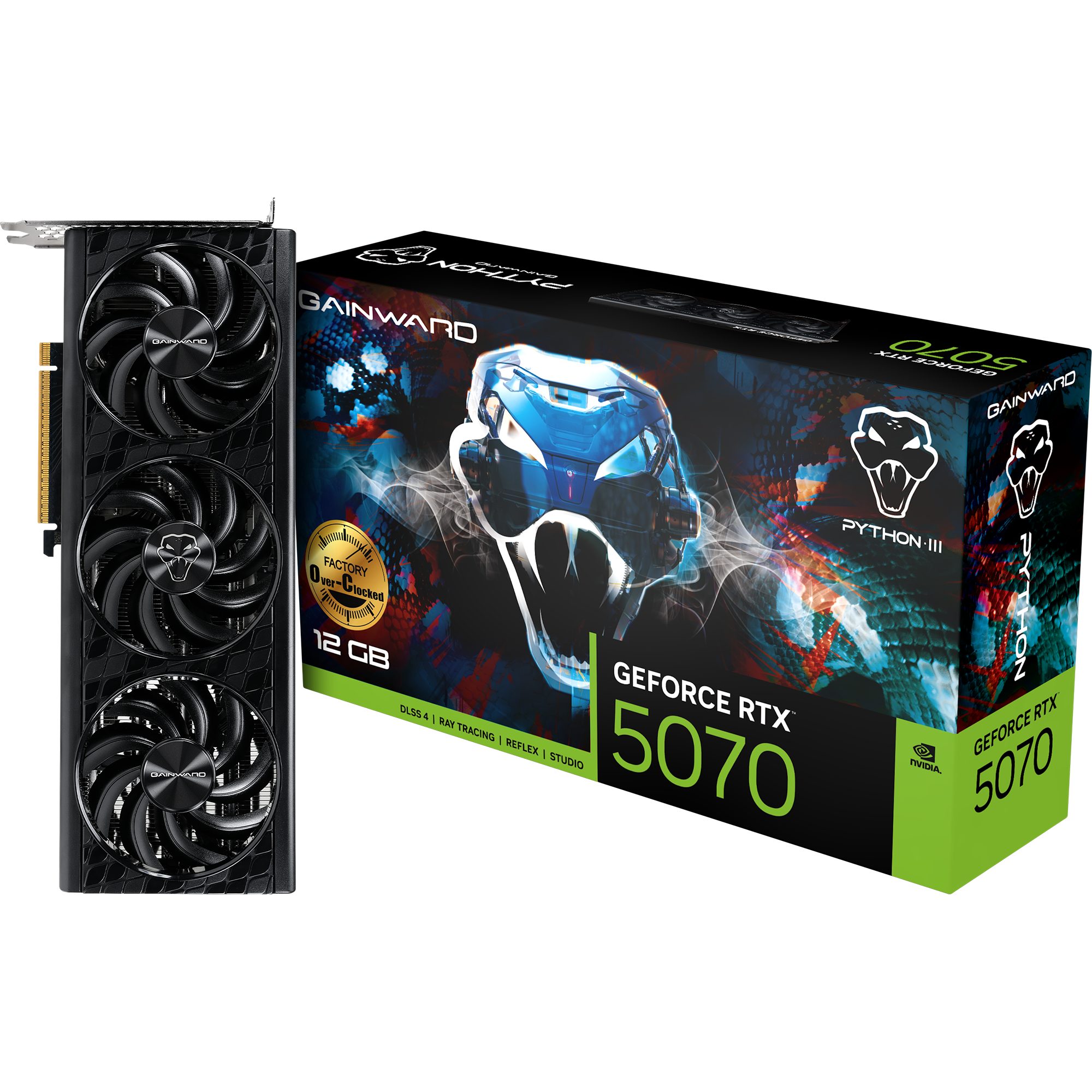 Gainward Gainward GeForce RTX 5070 Python III OC, Grafikkarte, (DLSS 5, 3x Grafikkarte (12 GB, DLSS 5, 3x DisplayPort, 1x HDMI 2.1)
