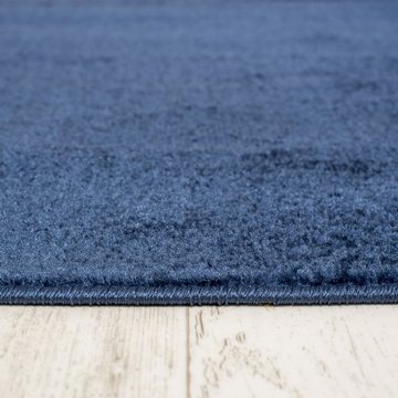 Designteppich Modern Teppich Einfarbig Muster Blau farbe - Kurzflor, Mazovia, 140 x 200 cm, Geeignet für Fußbodenheizung, Höhe 7 mm, Kurzflor