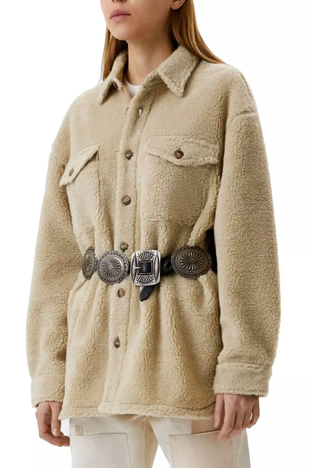 Polo Ralph Lauren Kurzjacke Damen Teddy Faux Jacke Unisex Teddy-Fell, Knopfleiste, sportlicher Look