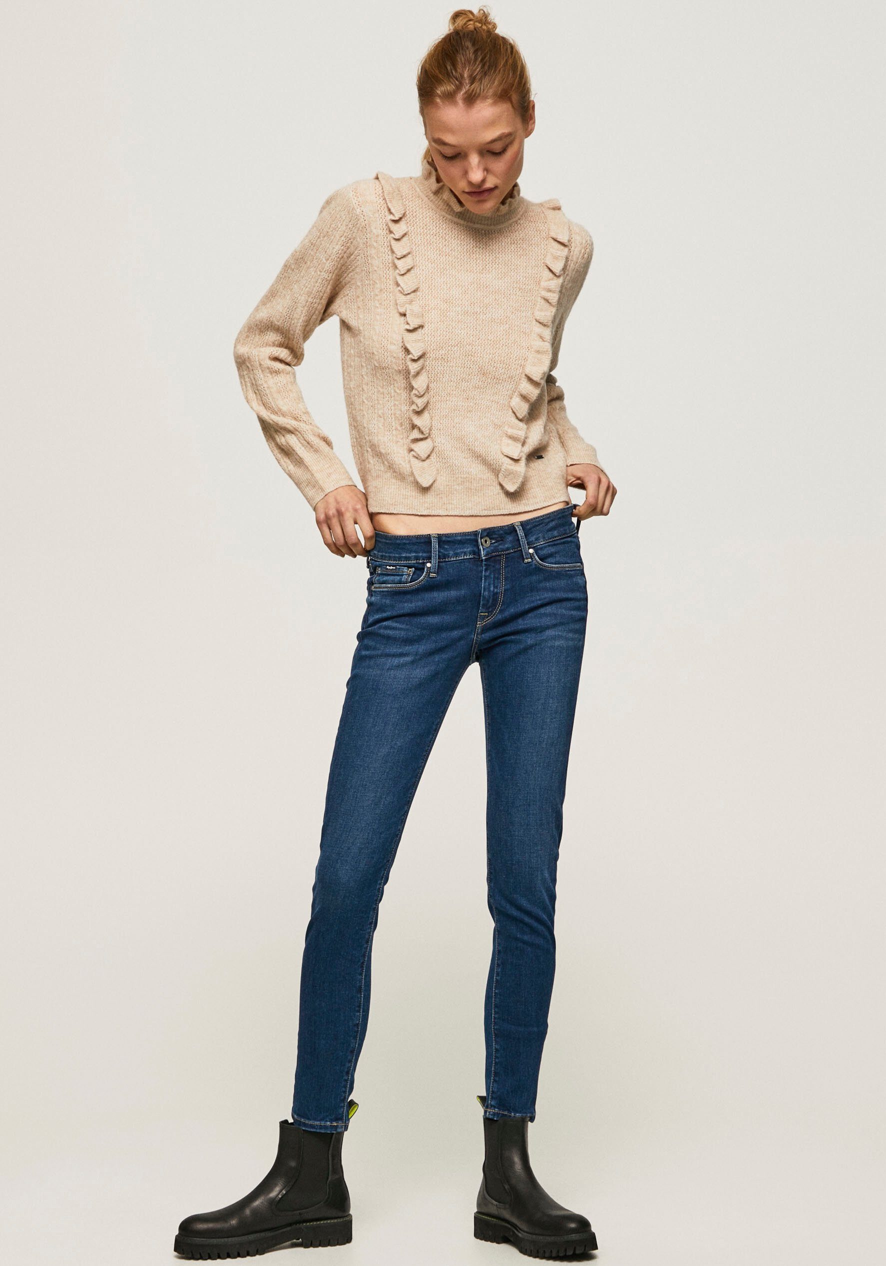 Pepe Jeans Skinny-fit-Jeans SOHO im 5-Pocket-Stil mit 1-Knopf Bund und Stretch-Anteil
