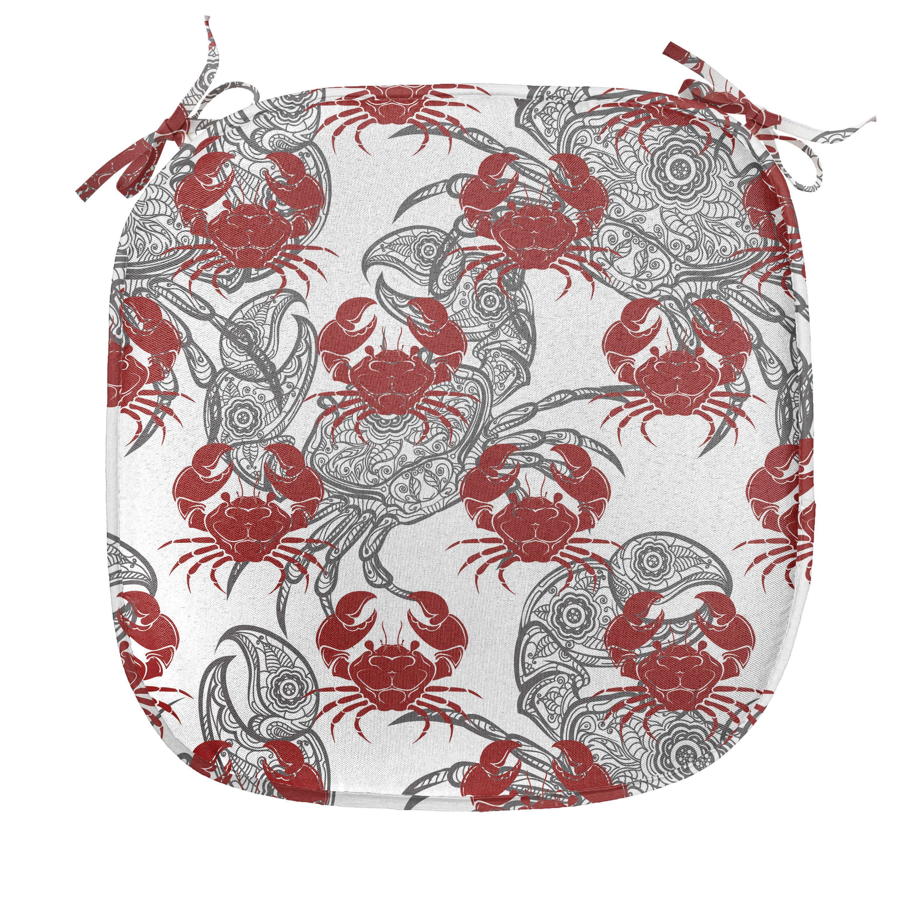 für Küchensitze, Abakuhaus von Illustration wasserfestes Meerestier Riemen Stuhlkissen Kissen Dekoratives mit Crab