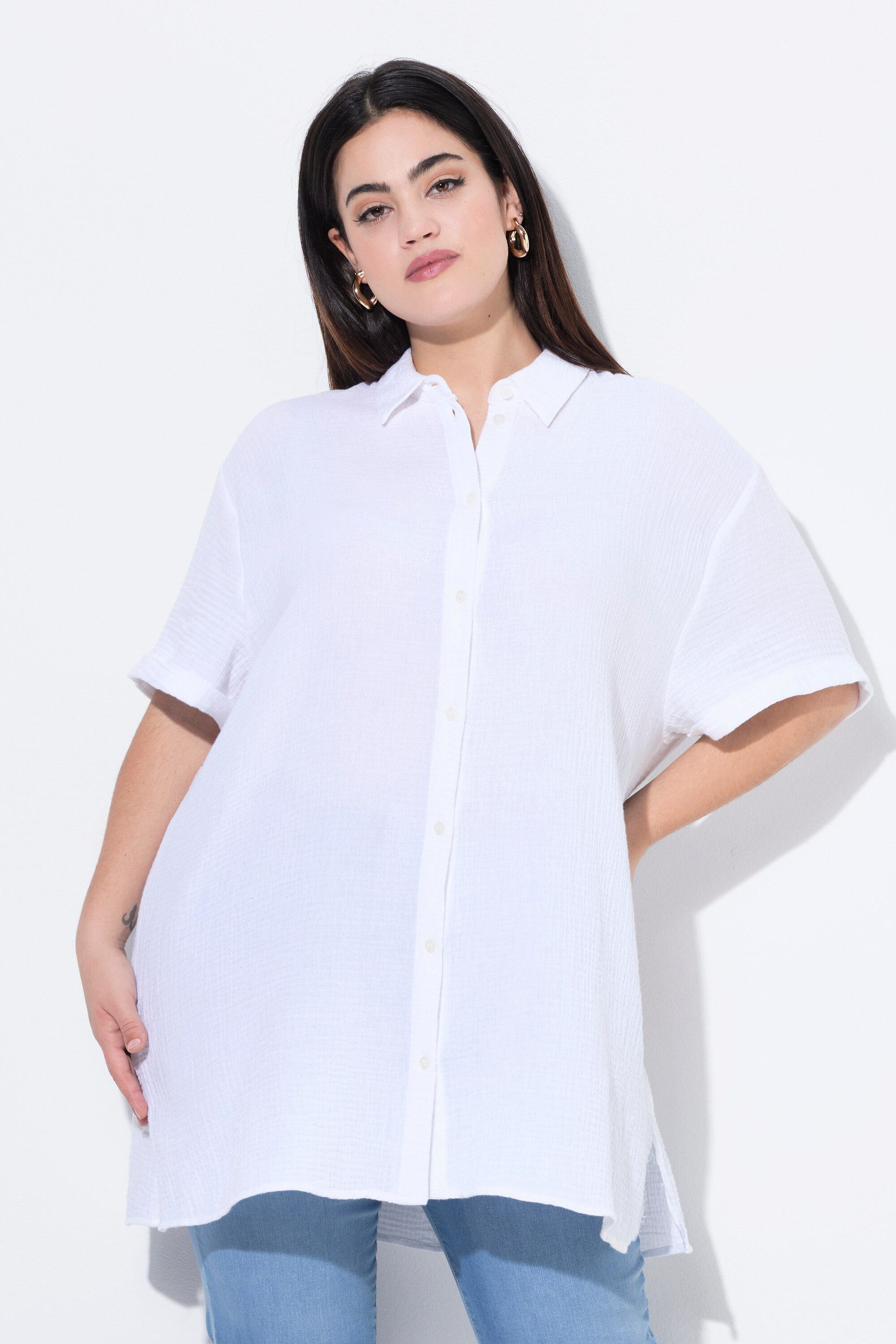 Angel of Style Longbluse Bluse oversized Musselin Auge auf dem Rücken günstig online kaufen