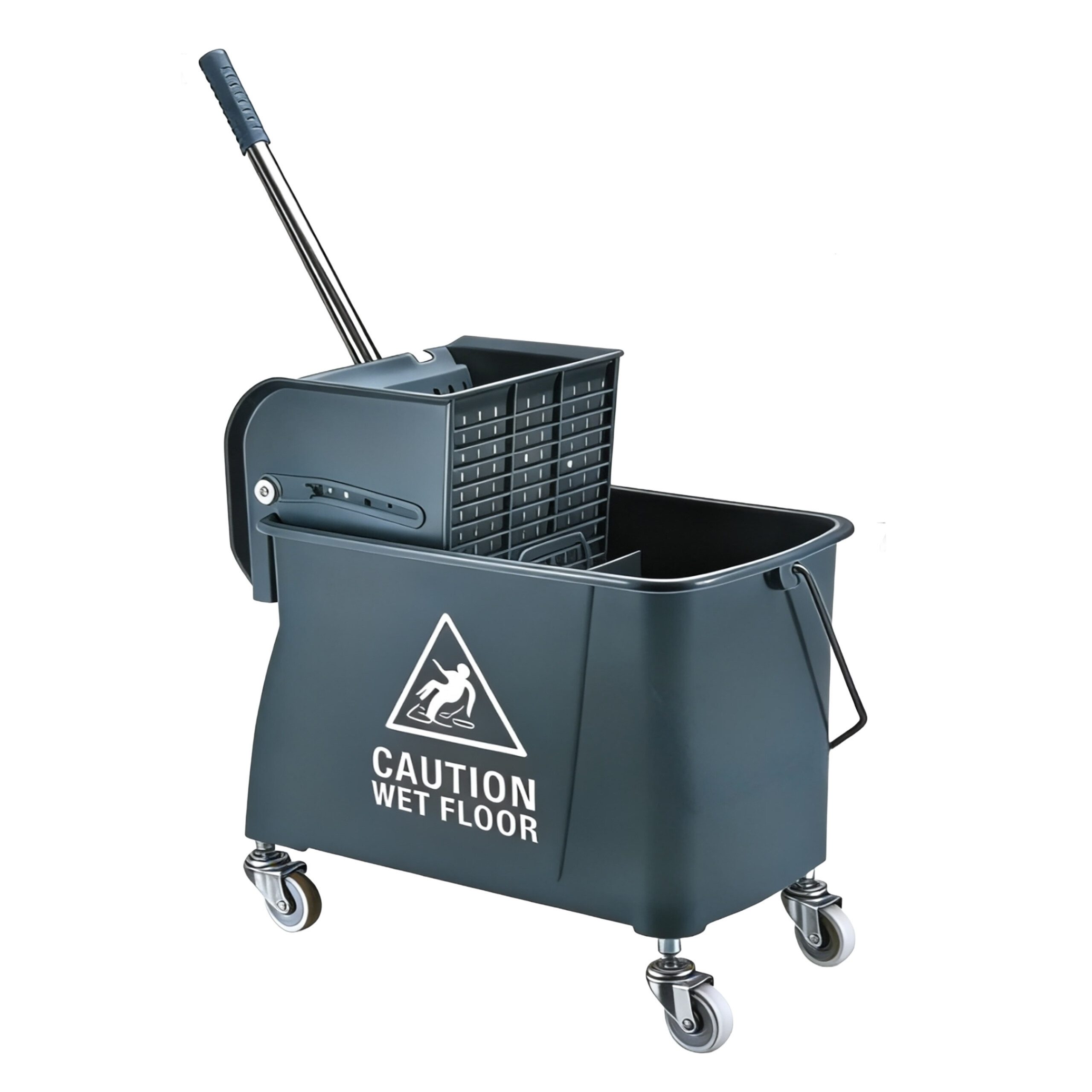 relaxdays Putzwagen Reinigungswagen mit Presse, (2-St), grau