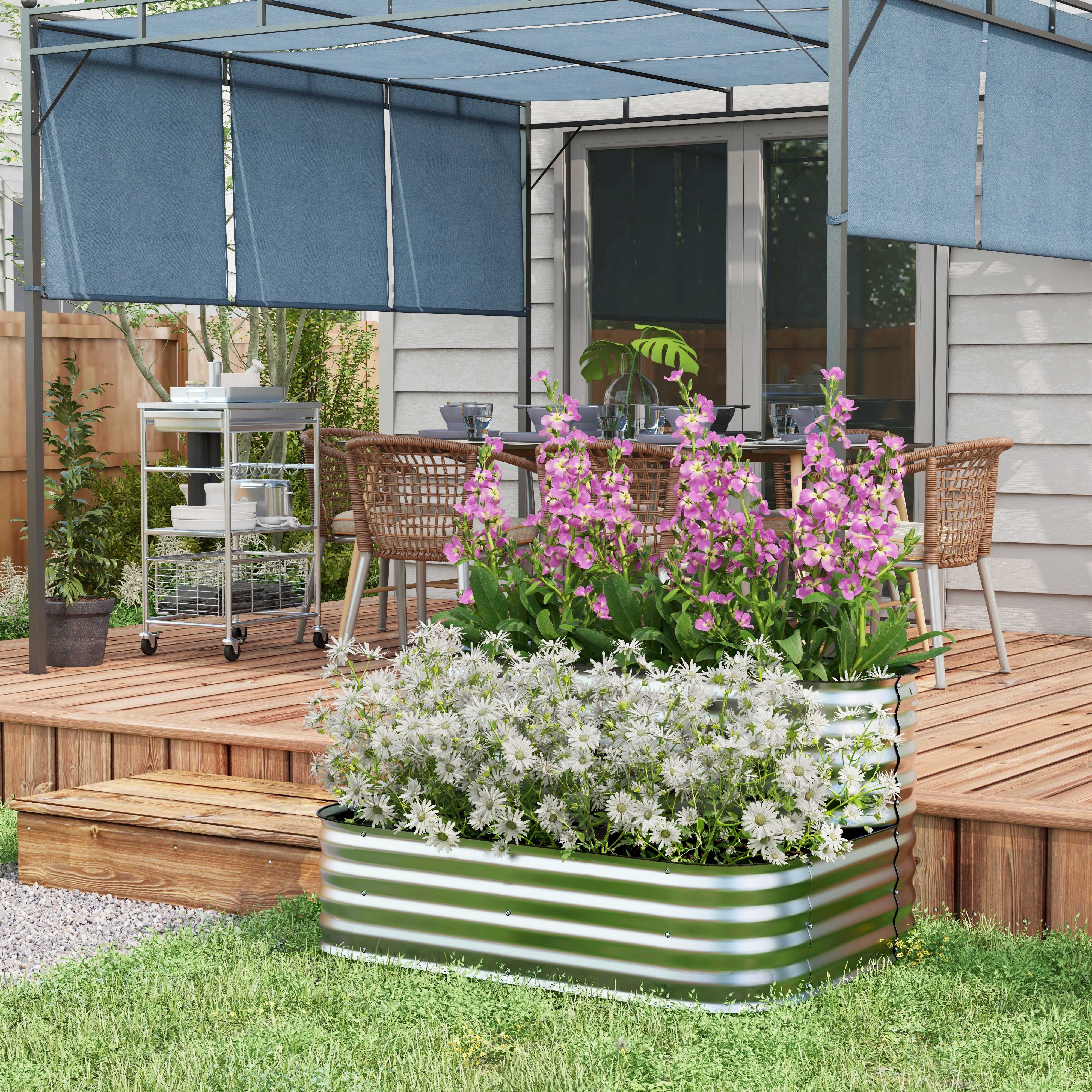 CHICFURN Blumenständer Pflanzenregal aus Metall für Garten, Balkon und Terrasse (Packung, 1 St., Mehrstöckiges Regal für Blumentöpfe und Pflanzgefäße), Silber, 118x45x30 cm, geeignet für Innen- und Außenbereich