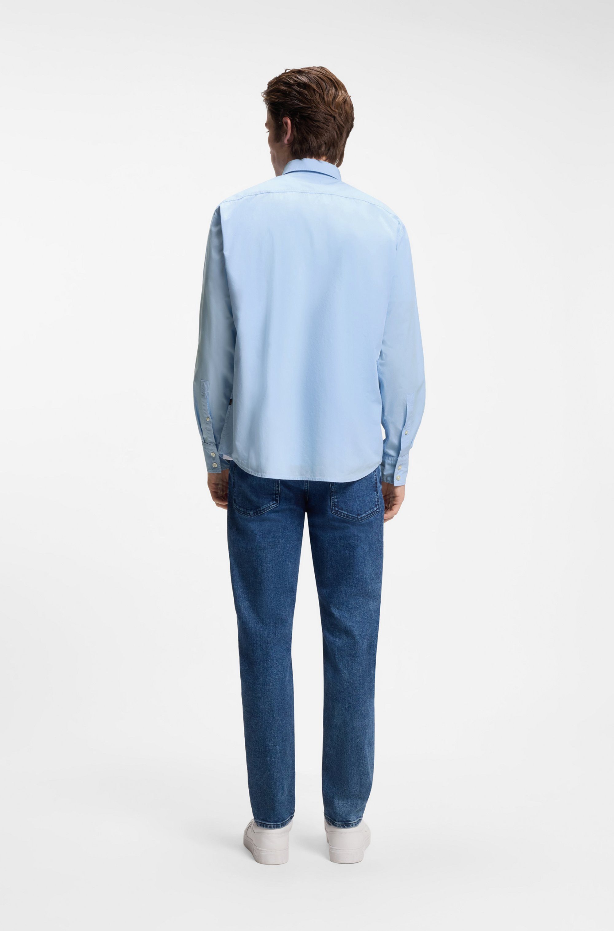 BOSS ORANGE Langarmhemd Relegant Regular Fit Baumwolle mit BOSS Stickerei und klassischem Kent Kragen
