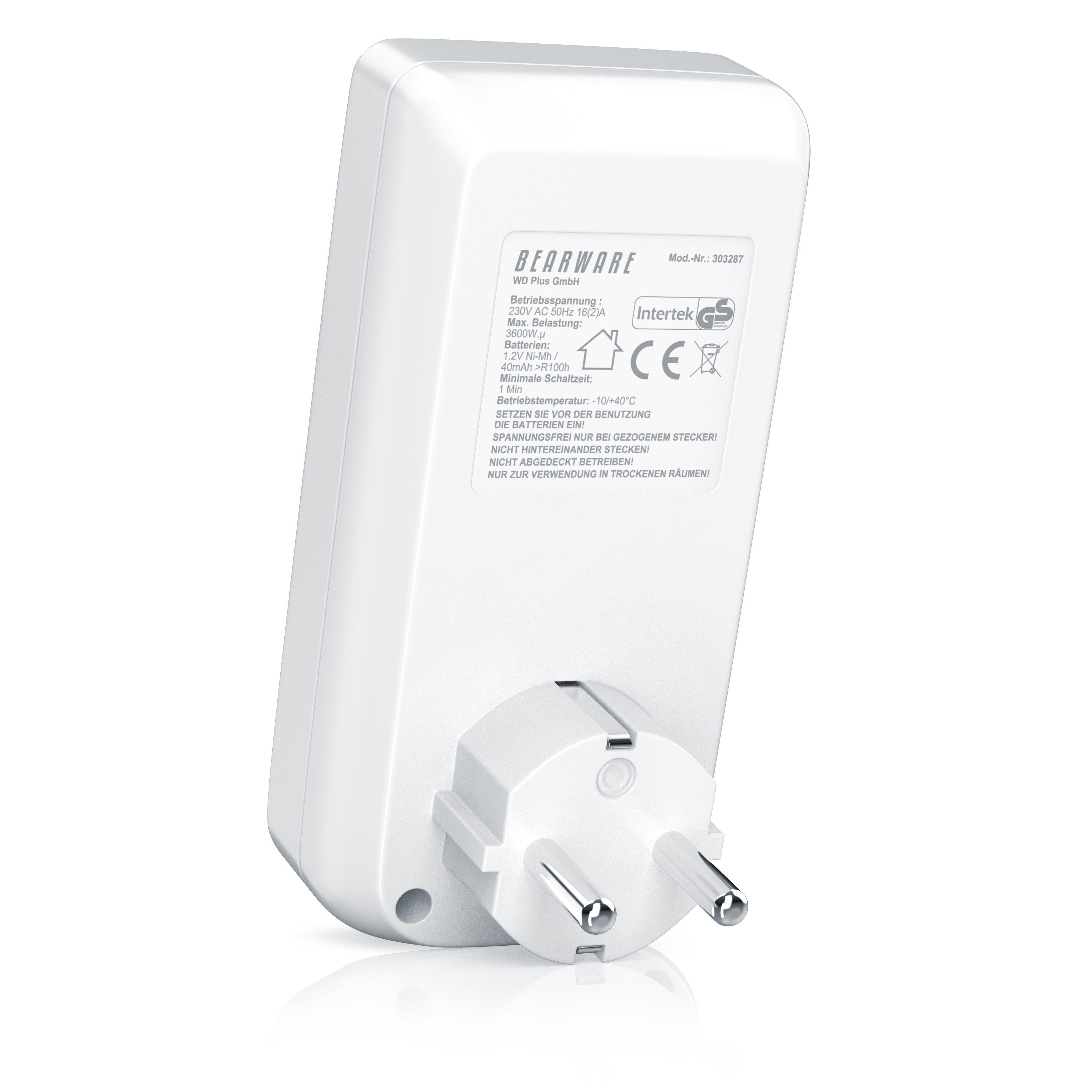 BEARWARE Zeitschaltuhr digital mit LCD Display, Steckdosen Timer, max. 3680W, indoor, digital, 1-St., 10 konfigurierbare Programme, Zufallsschaltung, Wochenzeitschaltuhr