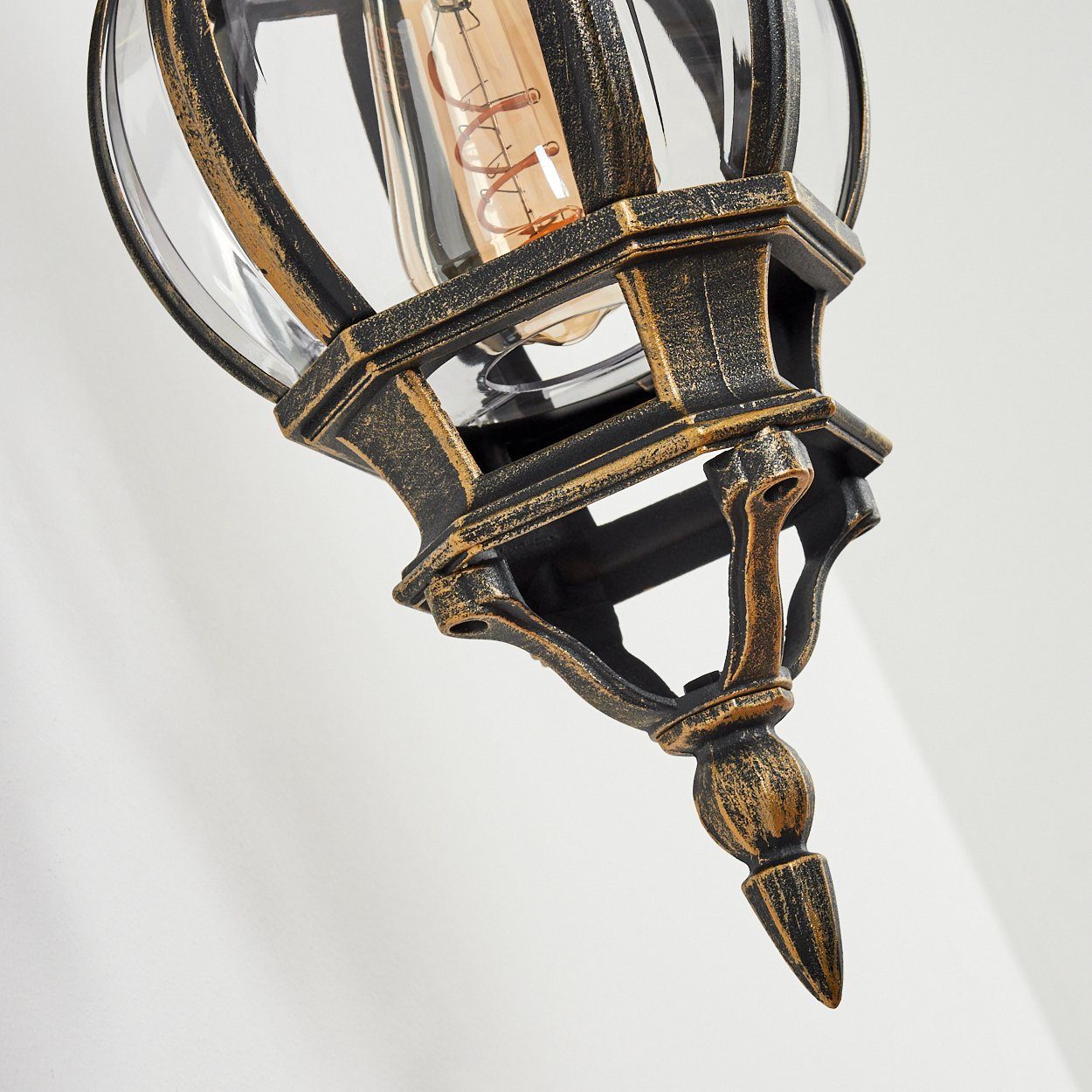 hofstein Außen-Wandleuchte »Meyen« Wandlampe abwärts aus Metall in Braun/Gold/Klar, ohne Leuchtmittel, Wandleuchte mit E27, Außenleuchte für Terrasse, Veranda und Hof, IP44