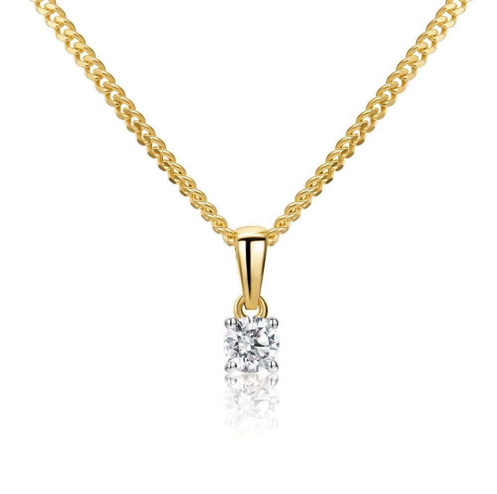 Miore Kette mit Anhänger - Diamant Anhänger 9K (375) Gelbgold - Kette aus 925 Sterling Silber, Varianten "0,15 ct - 3,5 x 9 mm" und "0,25 ct - 4 x 9,5mm"
