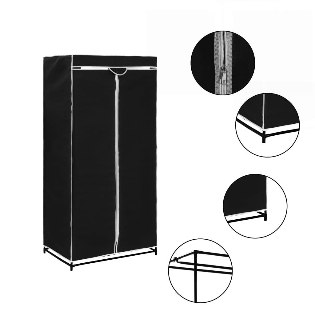vidaXL Stoffschrank Kleiderschränke 2 Stk. Schwarz 75×50×160 cm (1-St)
