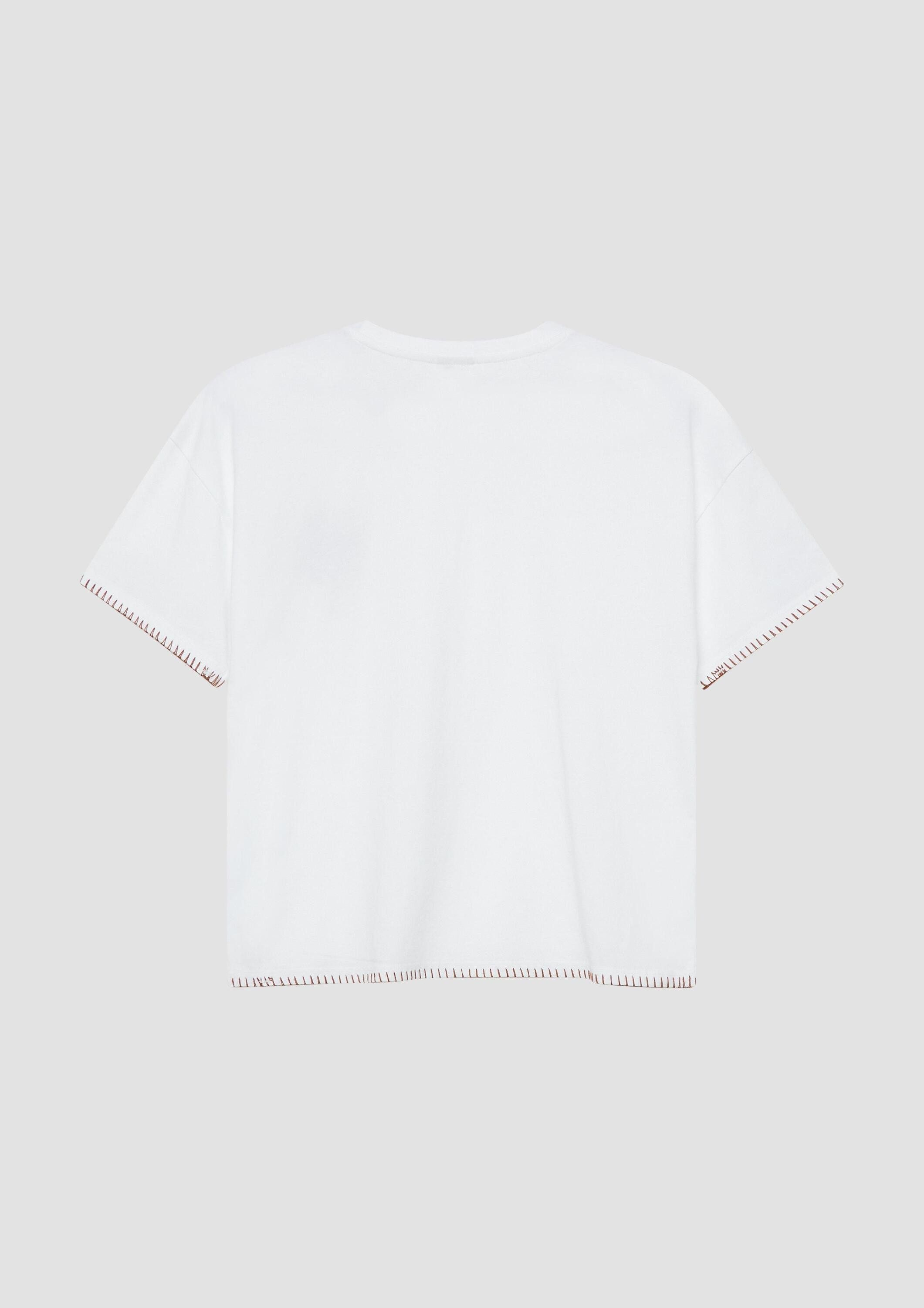 s.Oliver Kurzarmshirt T-Shirt T-Shirt mit Stickerei im Boxy Fit
