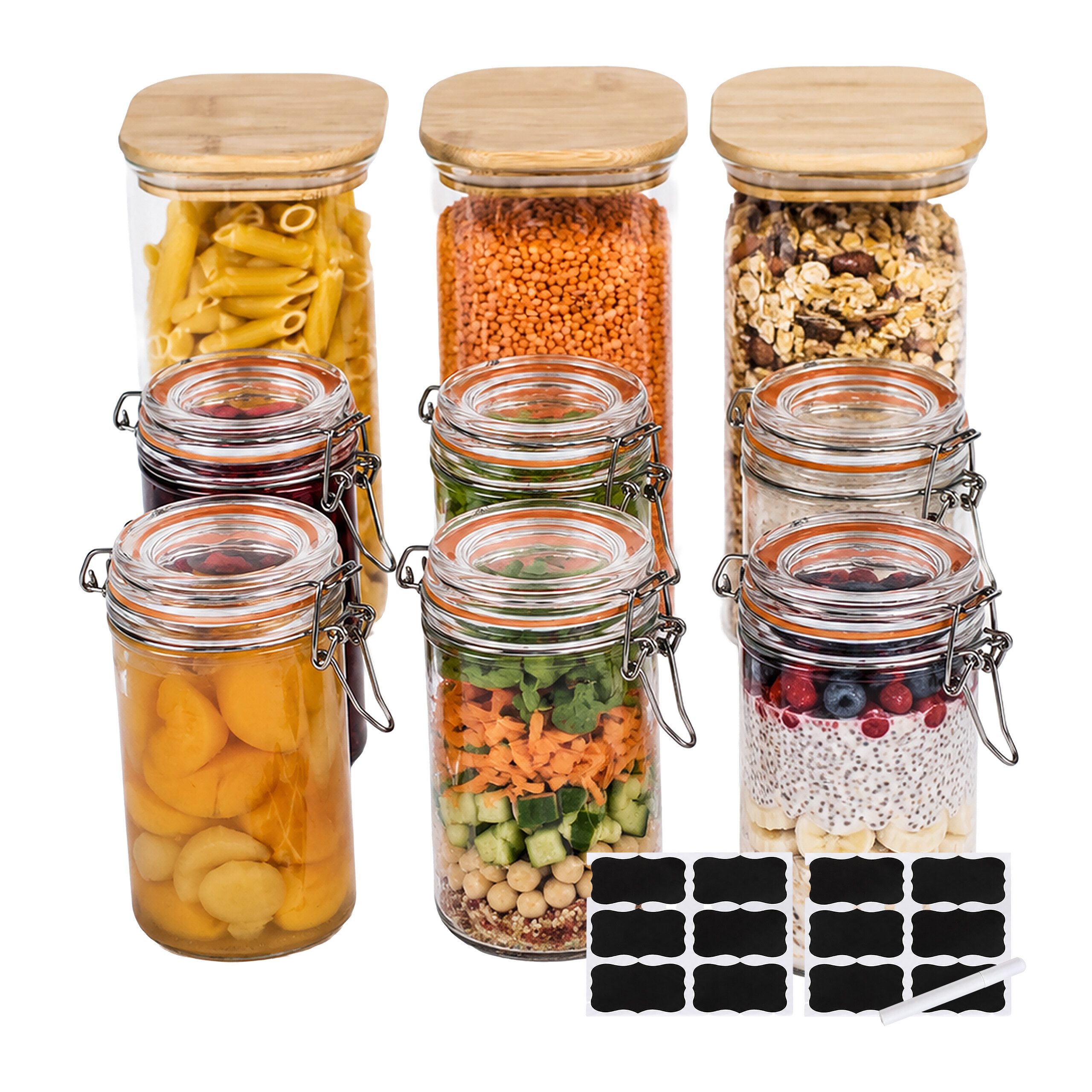 relaxdays Einmachglas Vorratsgläser & Einmachgläser 9er Set, Glas, (9-tlg)