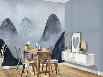 living walls Fototapete Designwalls Misty Rocks 1, glatt, (5 St), Vlies, Wand, Schräge, Decke