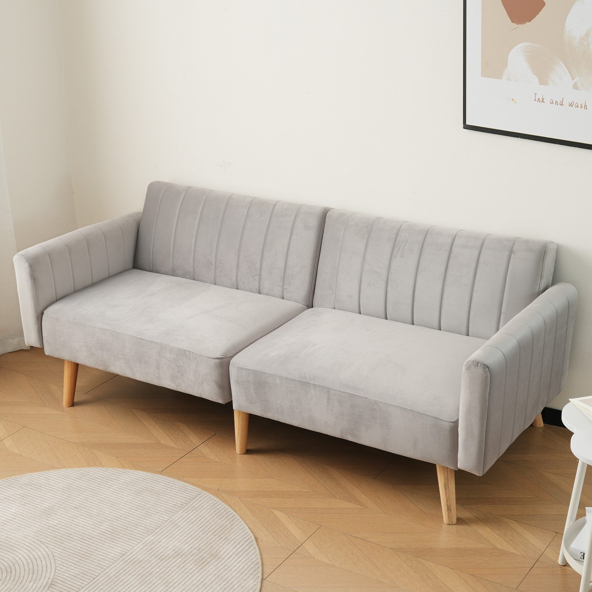 Merax Schlafsofa, Funktionsbett mit verstellbarer Rückenlehne und Holzbeine günstig online kaufen