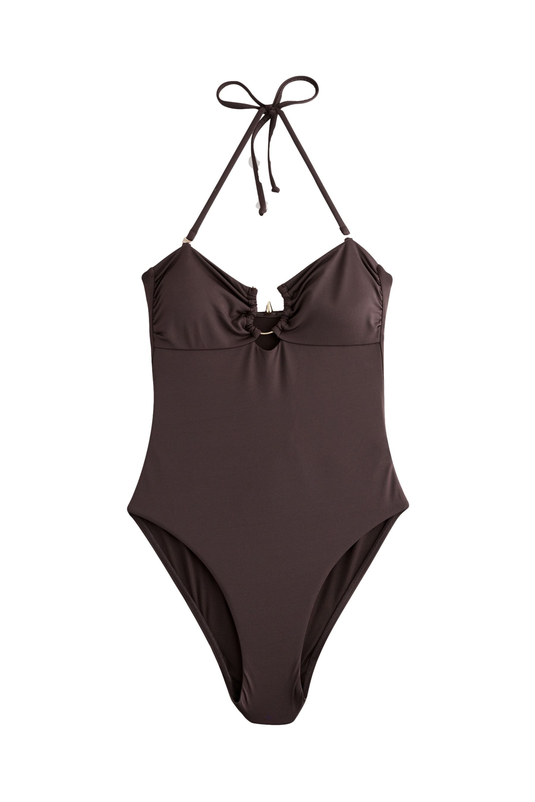 Next Badeanzug Bauchformender Bandeau-Badeanzug mit Metalldetails günstig online kaufen