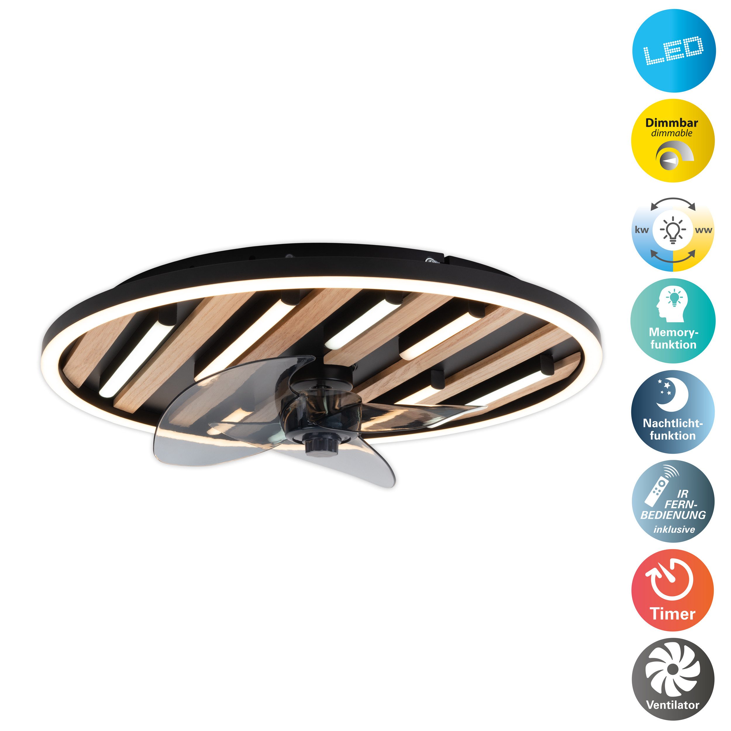 OTTO home LED Deckenleuchte Deckenventilator Vollo, CCT - über Fernbedienun günstig online kaufen