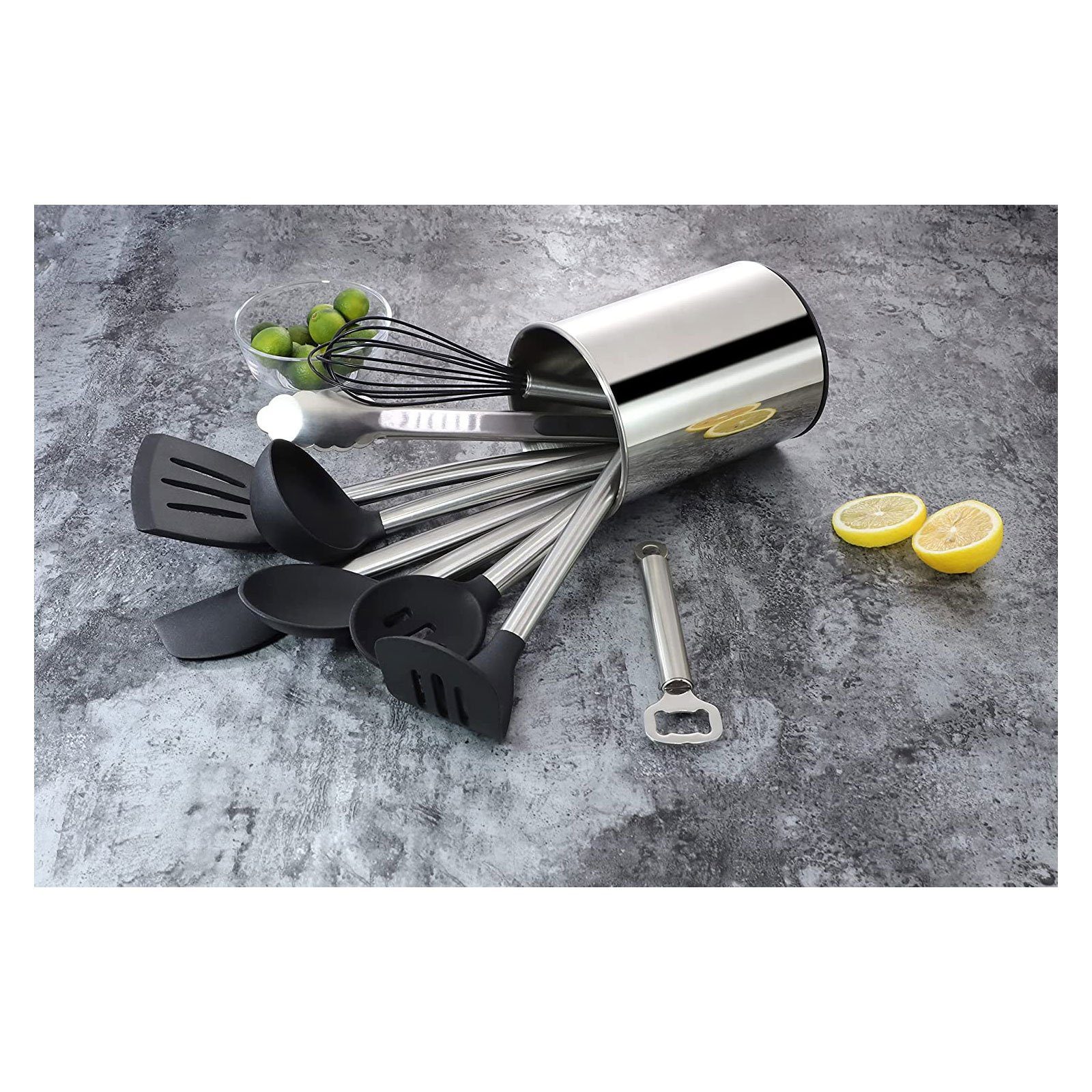 Silber Edelstahlgriff, mit Kochset ECHTWERK Utensilienhalter, Küchenorganizer-Set, mit Kochbesteck