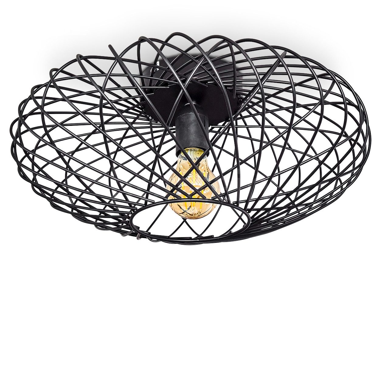 hofstein Deckenleuchte »Pieris« Deckenlampe aus Metall in Schwarz, ohne Leuchtmittel, E27, Leuchte m. Gitter u. Lichteffekt an der Decke