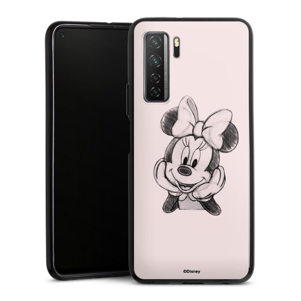 DeinDesign Handyhülle Minnie Mouse Offizielles Lizenzprodukt Disney Minnie Posing Sitting, Huawei P40 lite 5G Silikon Hülle Bumper Case Handy Schutzhülle