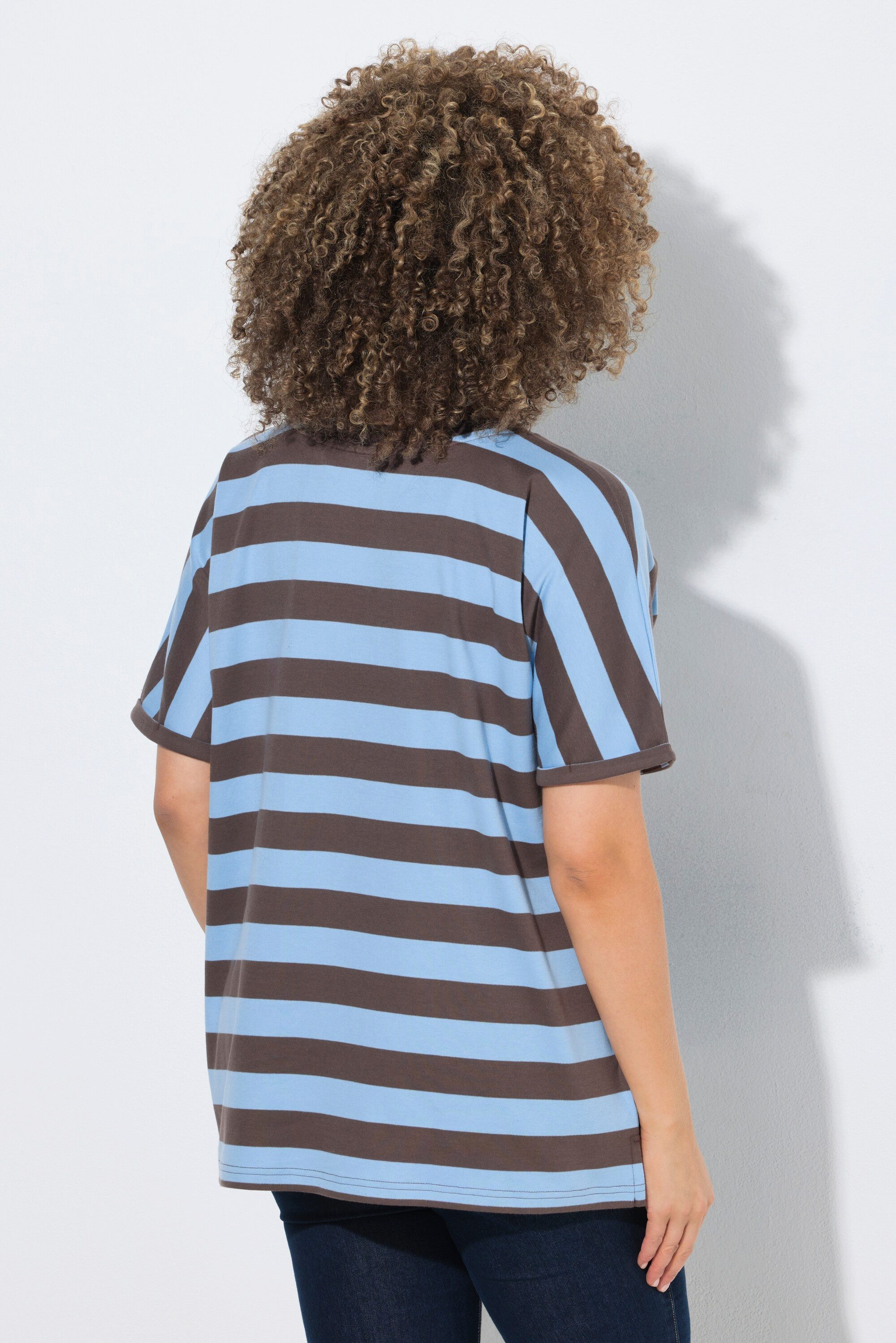 Ulla Popken T-Shirt T-Shirt Ringel Oversized Rundhals Halbarm