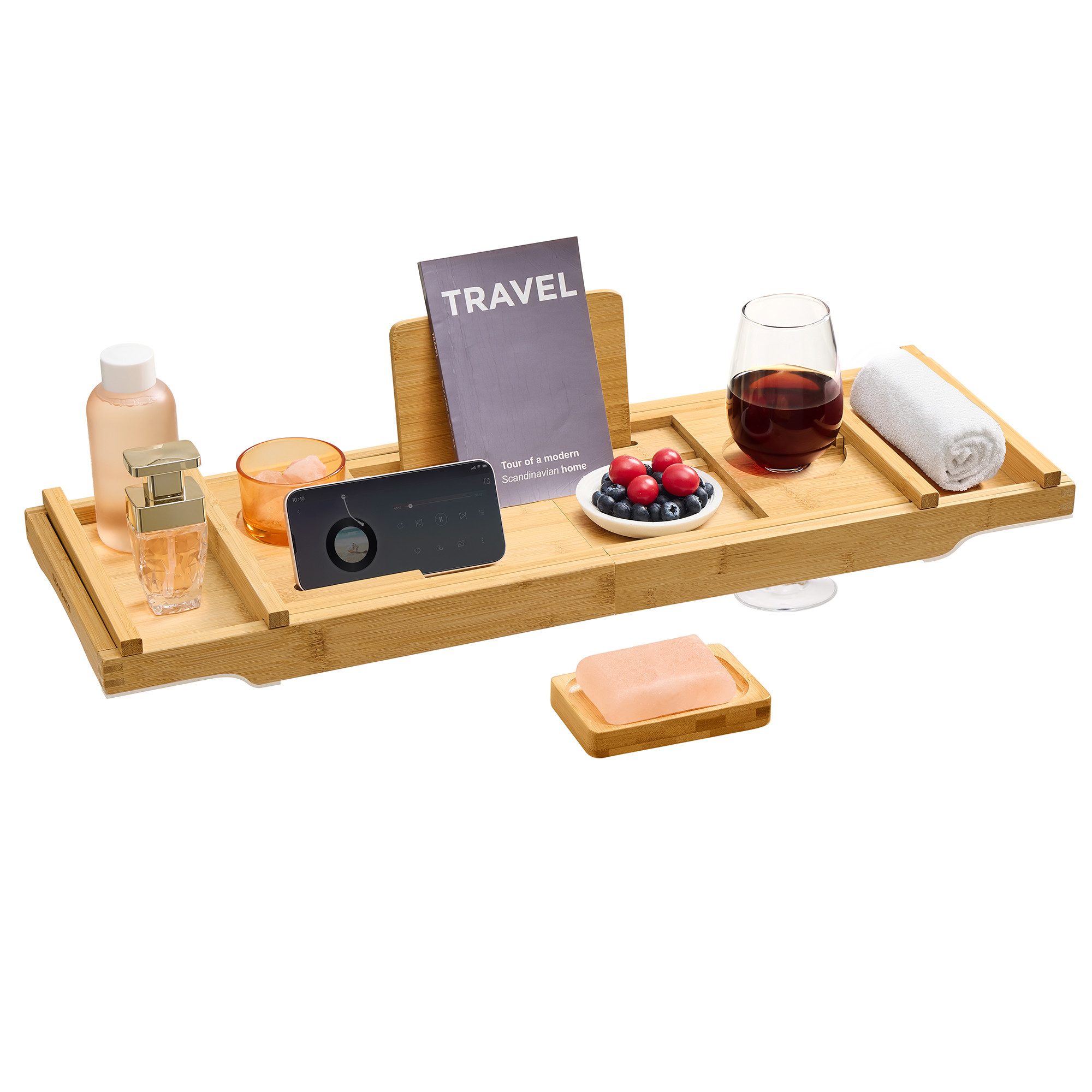 SONGMICS Badewannenablage Badewannen Ablagen, faltbar,ausziehbar, aus Bambu günstig online kaufen