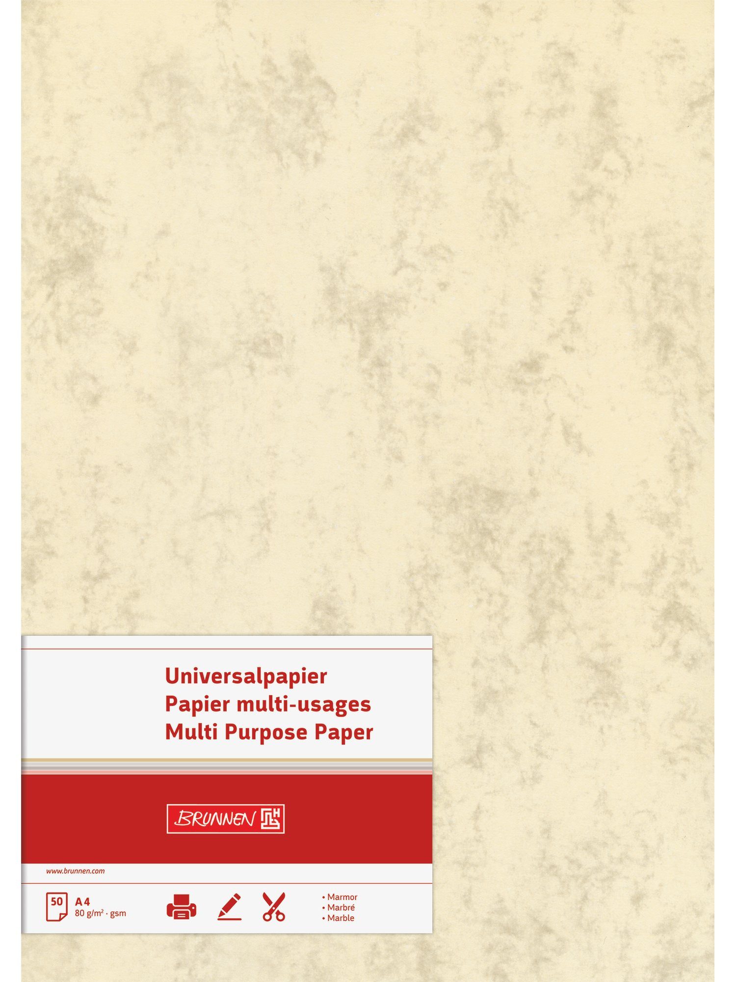 Baier Kindersitz Drucker- und Kopierpapier Multifunktionspapier Universalpapier Marmor A4 chamois