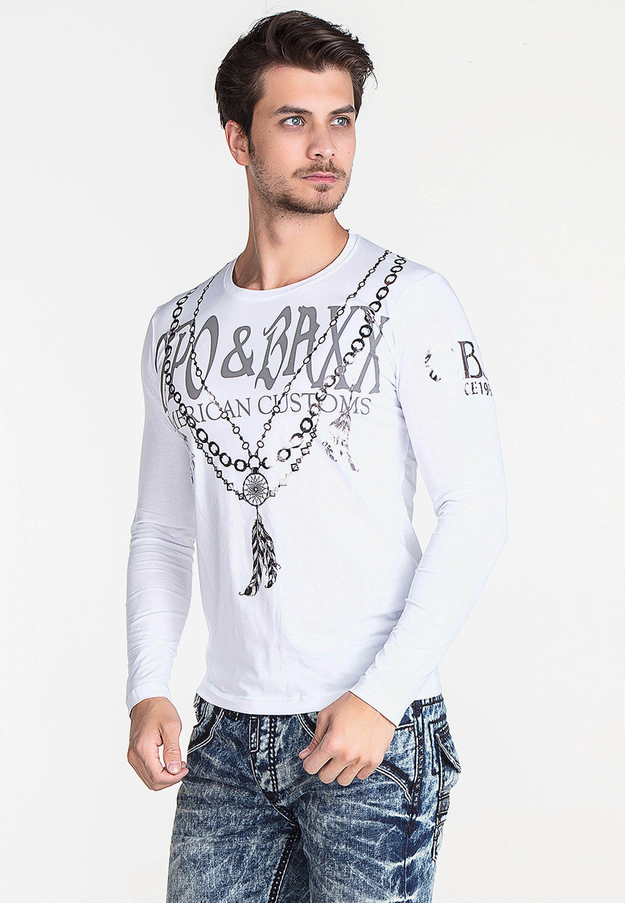 Cipo & Baxx Sweatshirt mit glänzendem Print weiß