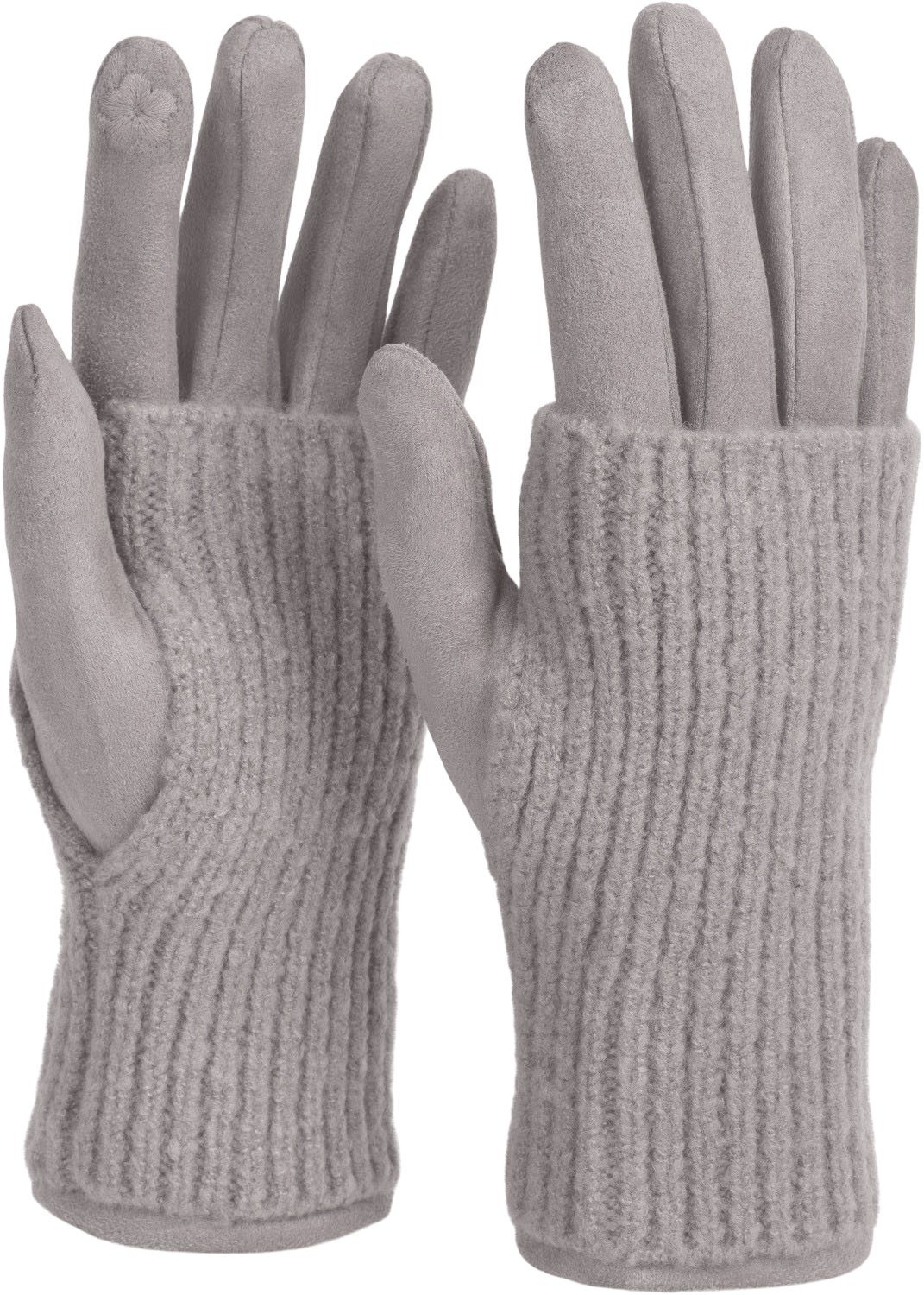 styleBREAKER Strickhandschuhe Touchscreen Stoff Handschuhe mit abnehmbarer günstig online kaufen