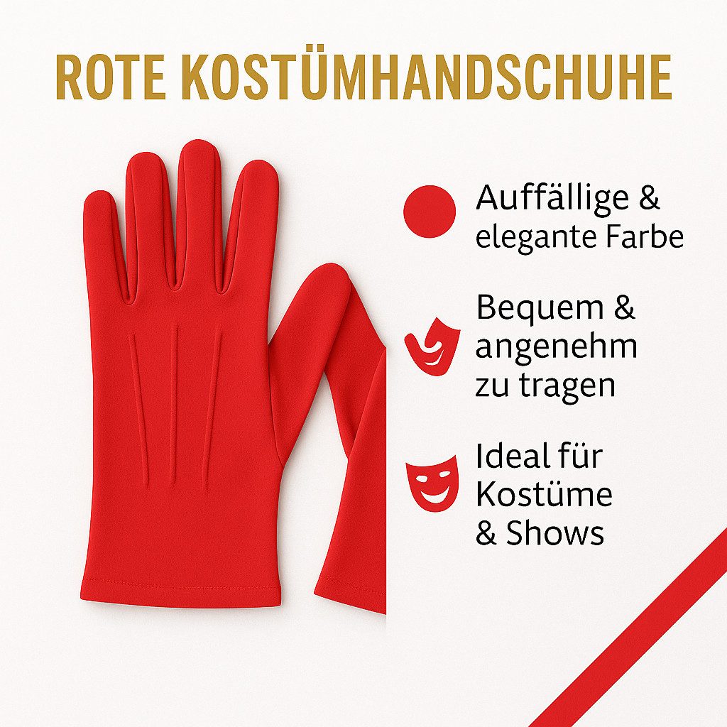 Widmann S.r.l. Fleecehandschuhe Rote Handschuhe kurz Kostümzubehör für Karneval, Fasching & Theater Auffällig, klassisch, vielseitig
