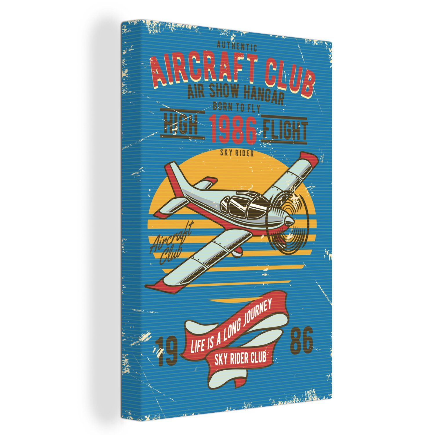 OneMillionCanvasses® Leinwandbild Mancave - Flugzeug - Vintage - Zitate, (1 St), Leinwandbild fertig bespannt inkl. Zackenaufhänger, Gemälde, 20x30 cm